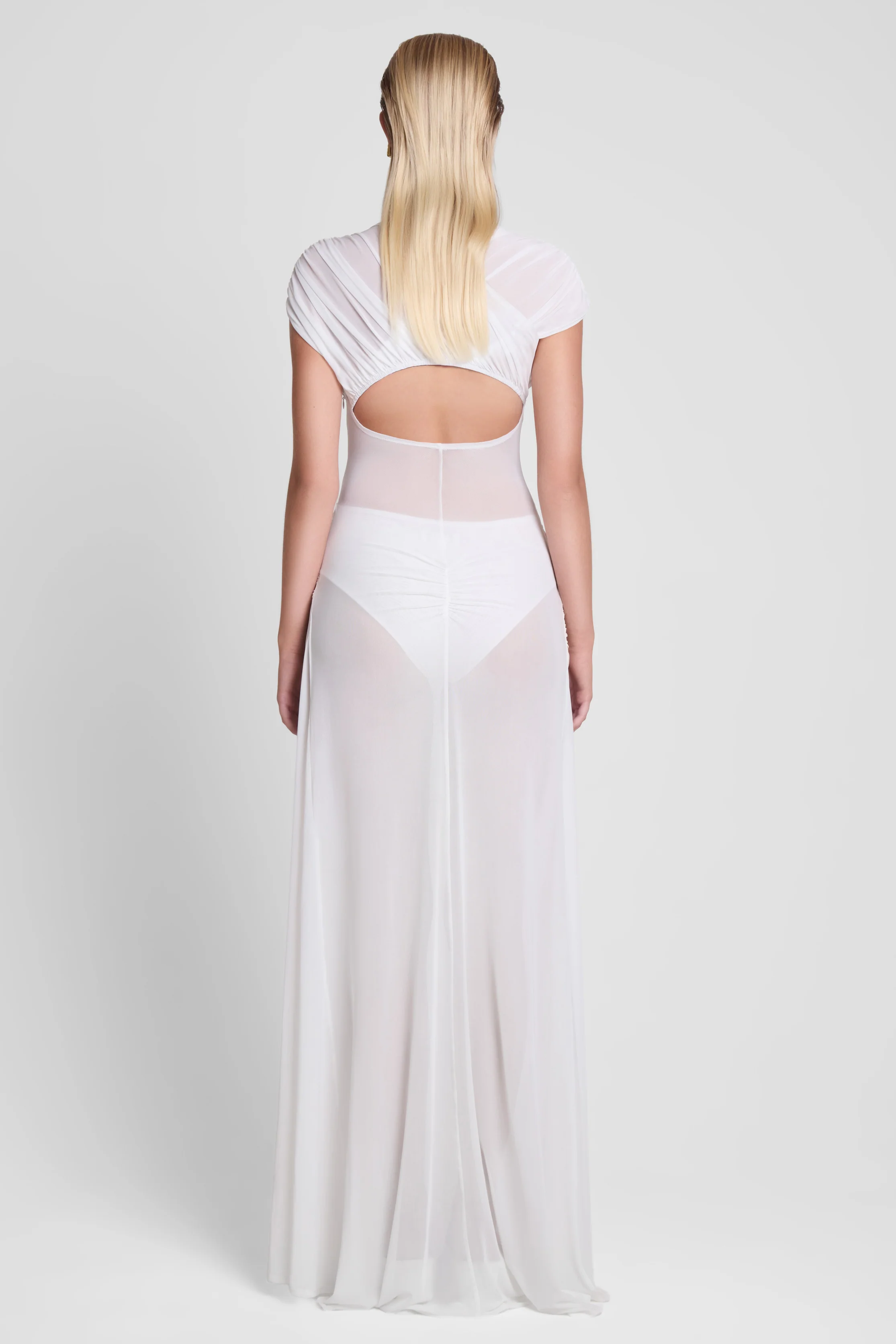 Aeros Knot Mesh Maxi Dress - White - Image 6