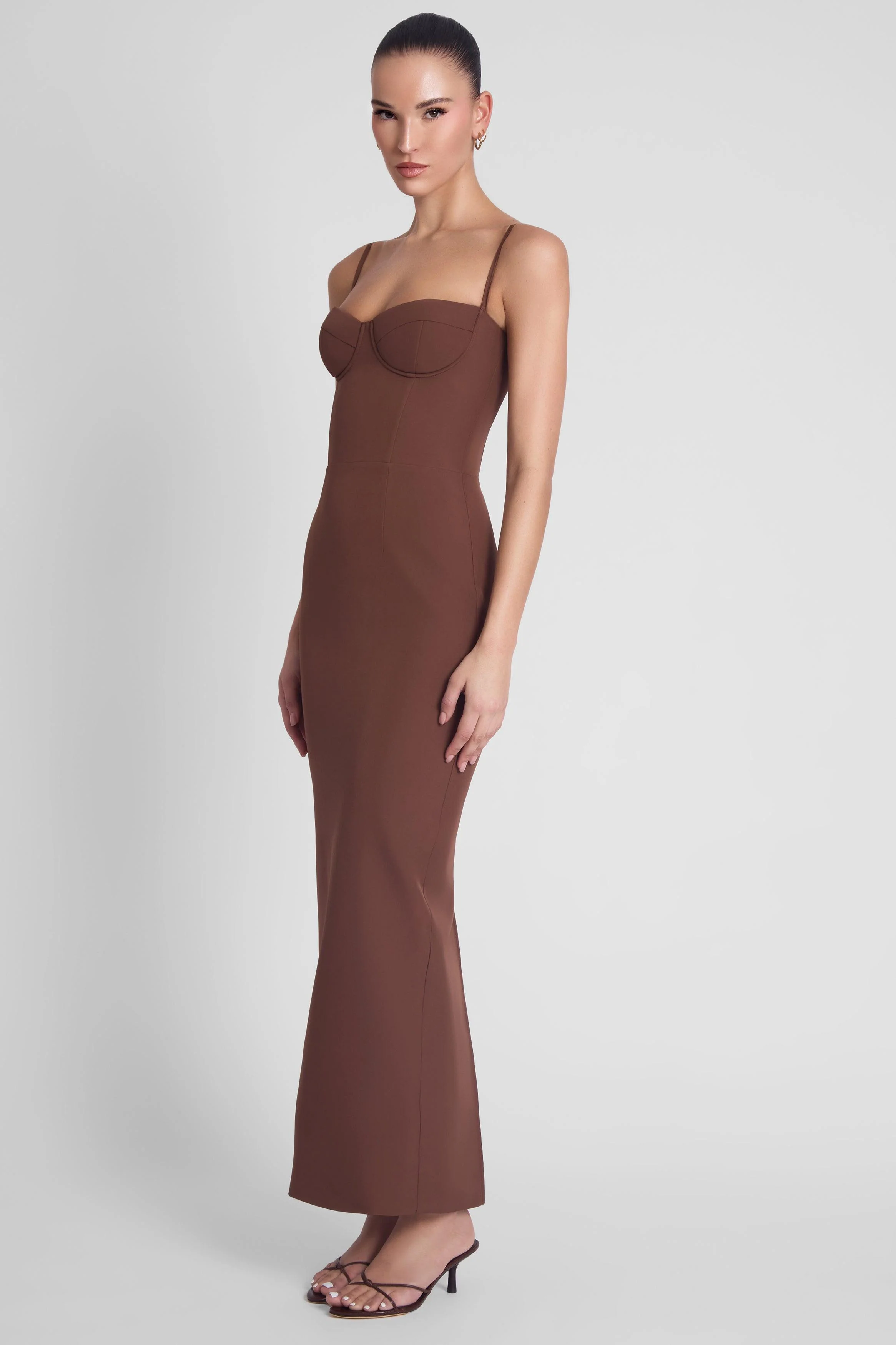 Belle Bustier Midi Dress - Brown - Image 3
