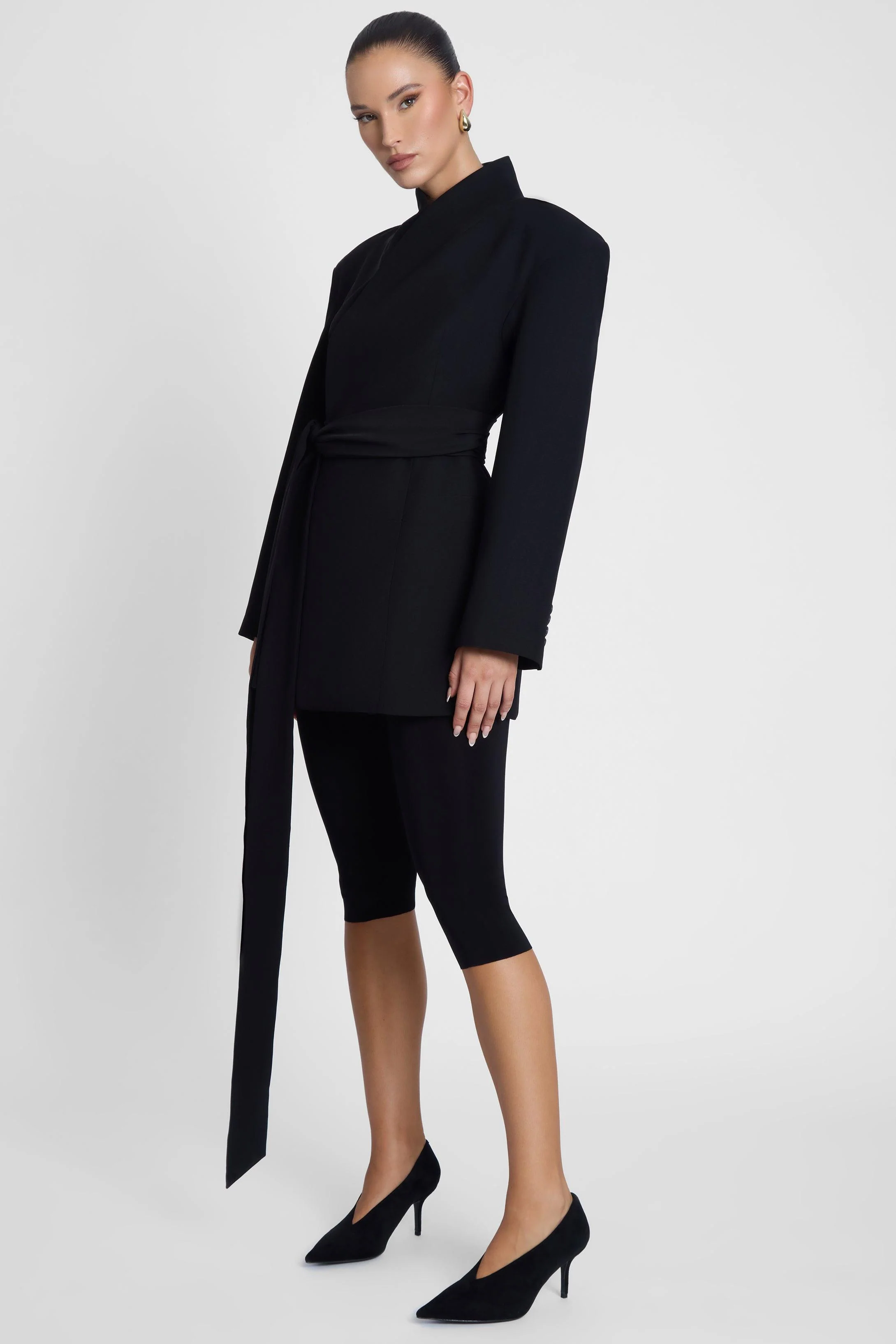 Cairo Hourglass Belted Coat - Black - Image 5