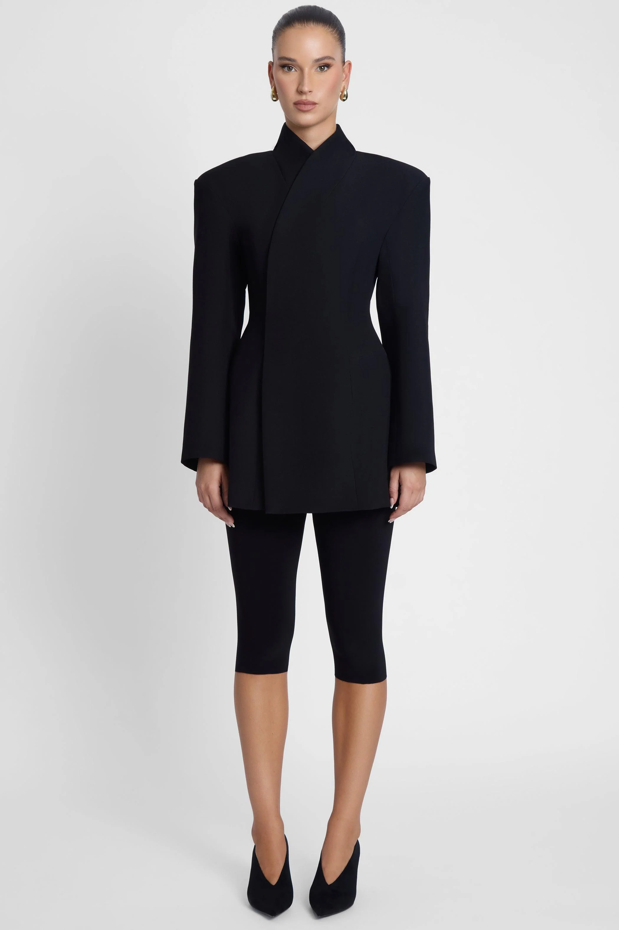 Cairo Hourglass Belted Coat - Black - Image 6
