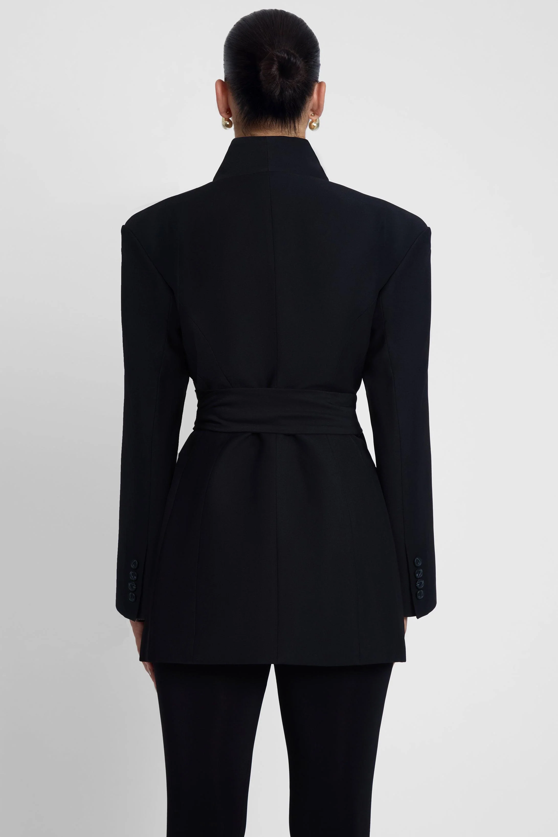 Cairo Hourglass Belted Coat - Black - Image 7