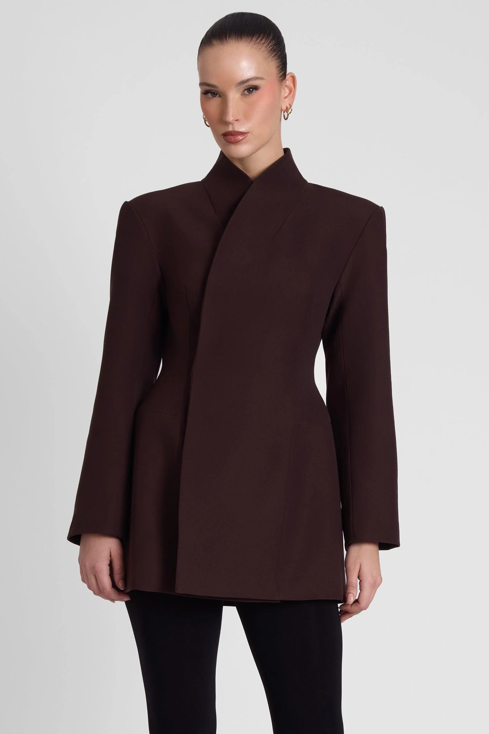 Cairo Hourglass Belted Coat - Chocolate Brown - Image 3