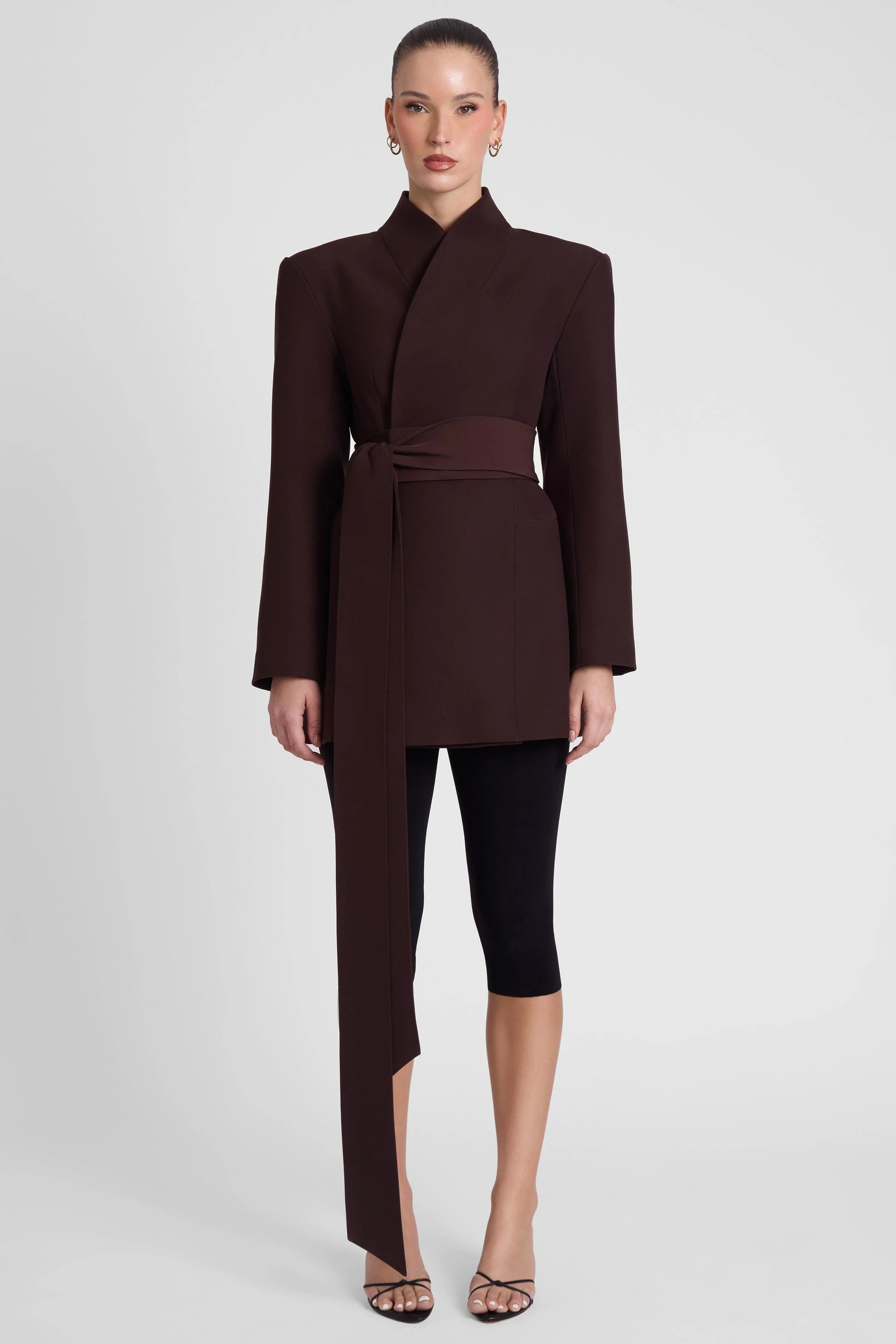 Cairo Hourglass Belted Coat - Chocolate Brown - Image 4