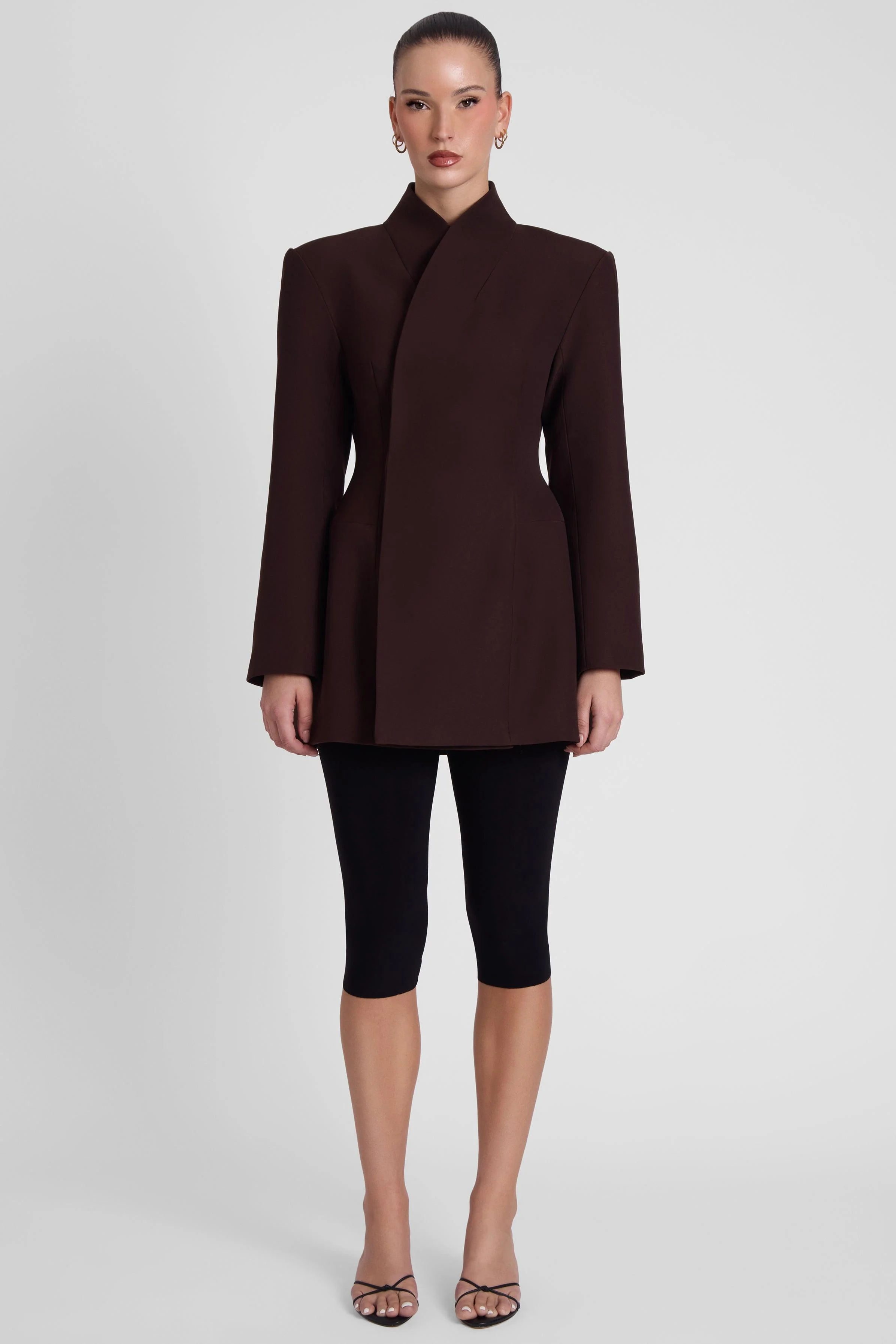 Cairo Hourglass Belted Coat - Chocolate Brown - Image 5