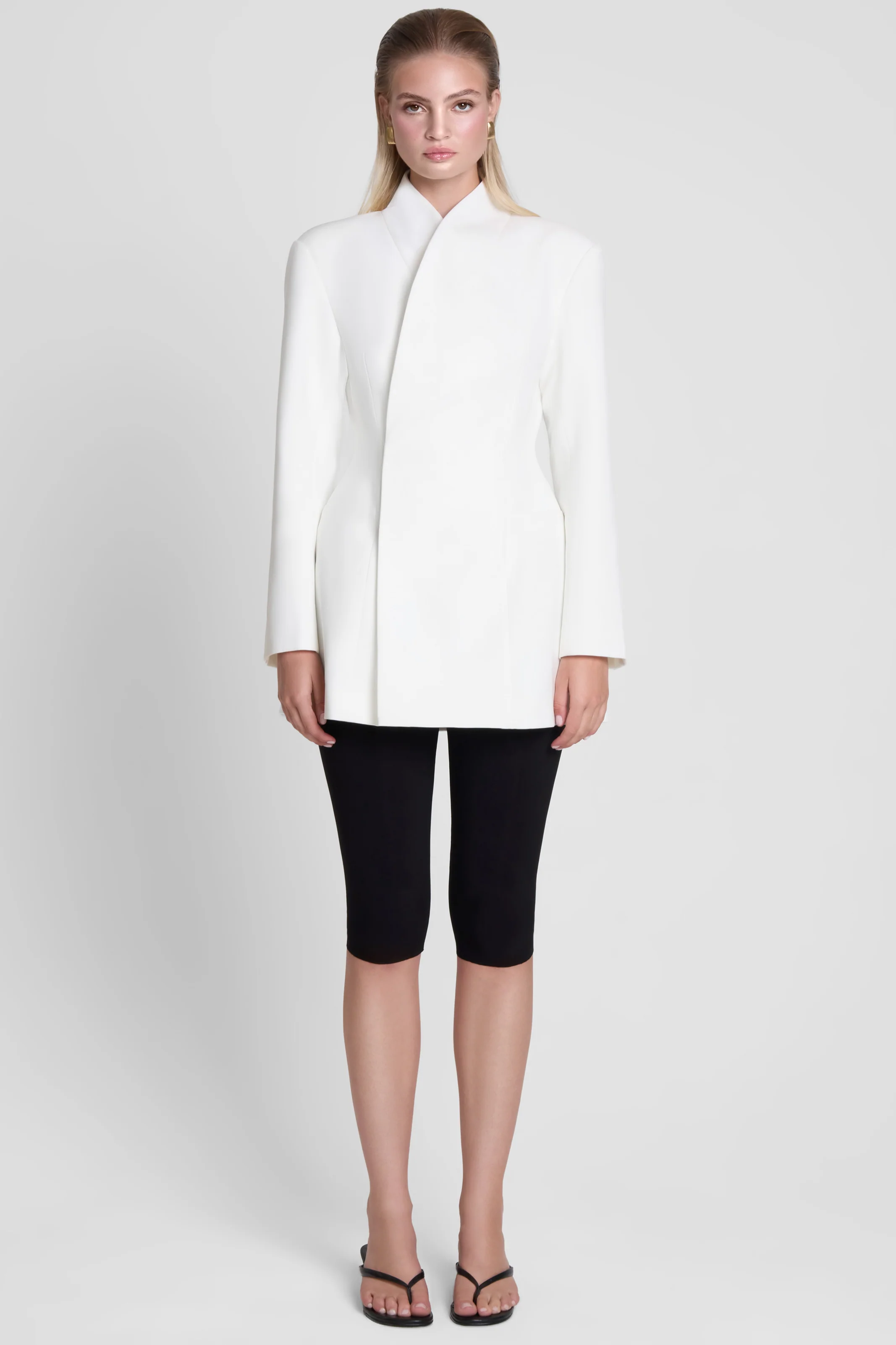 Cairo Hourglass Belted Coat - White - Image 3