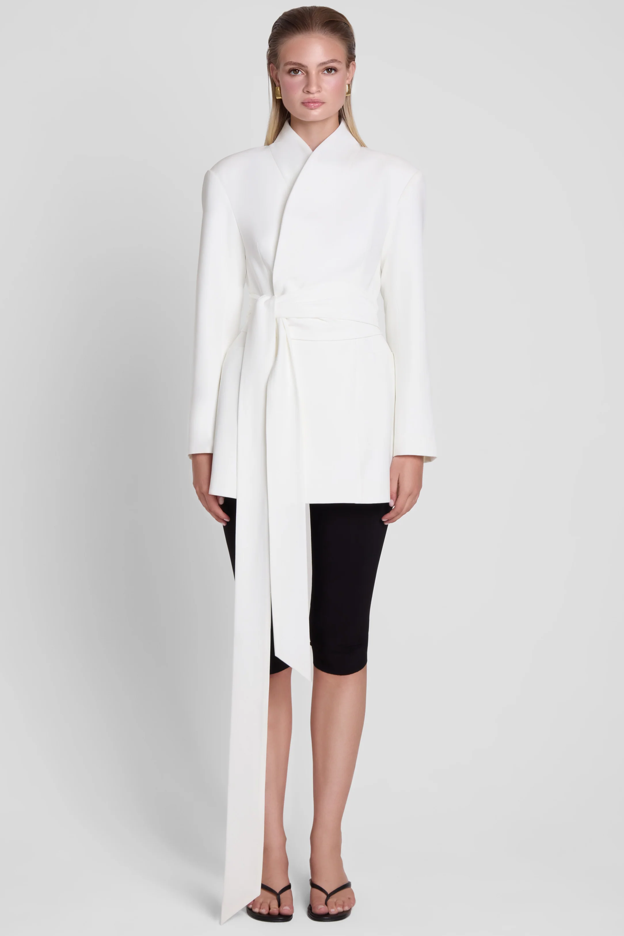Cairo Hourglass Belted Coat - White - Image 4