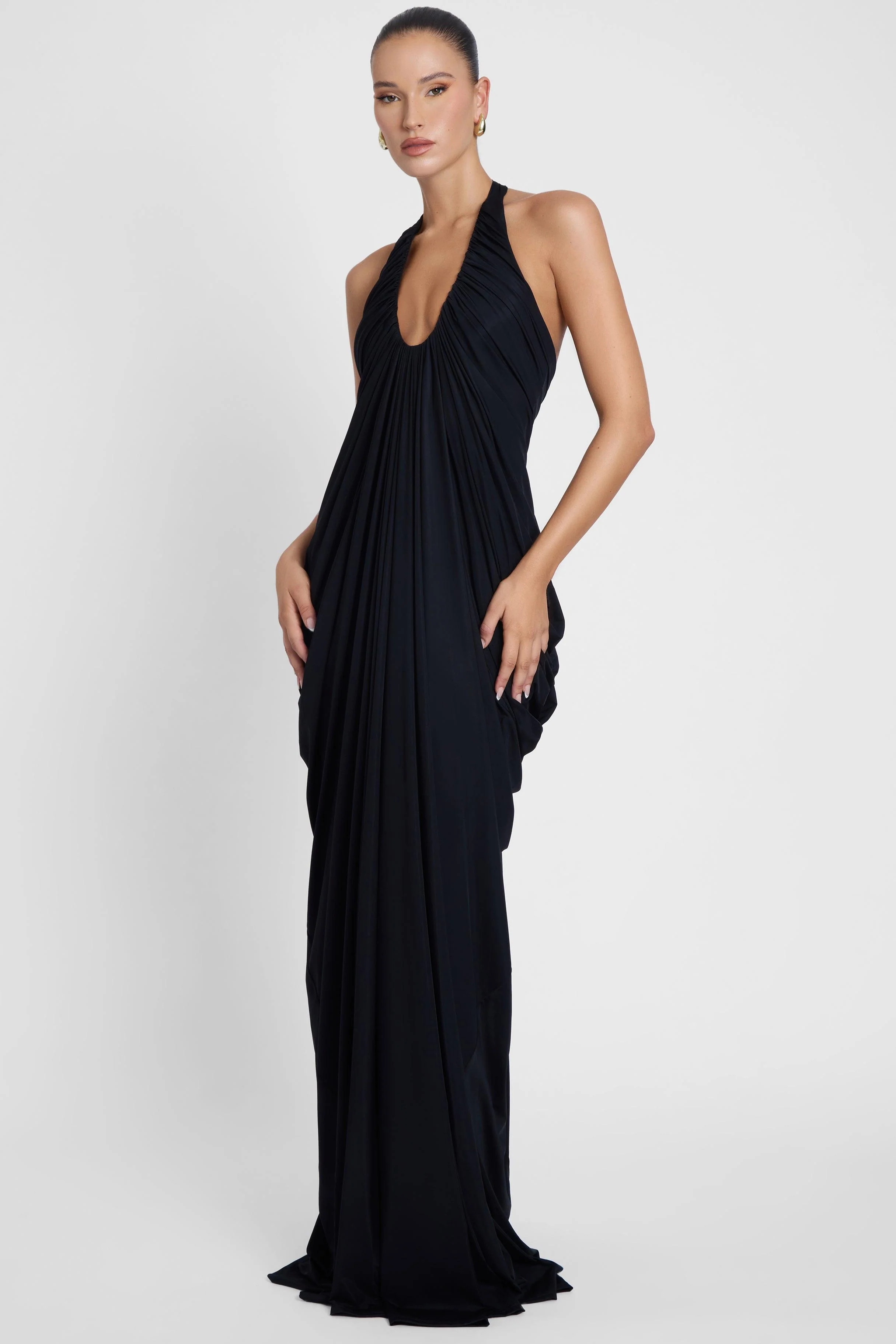 Cascade Drape Gown - Black - Image 3