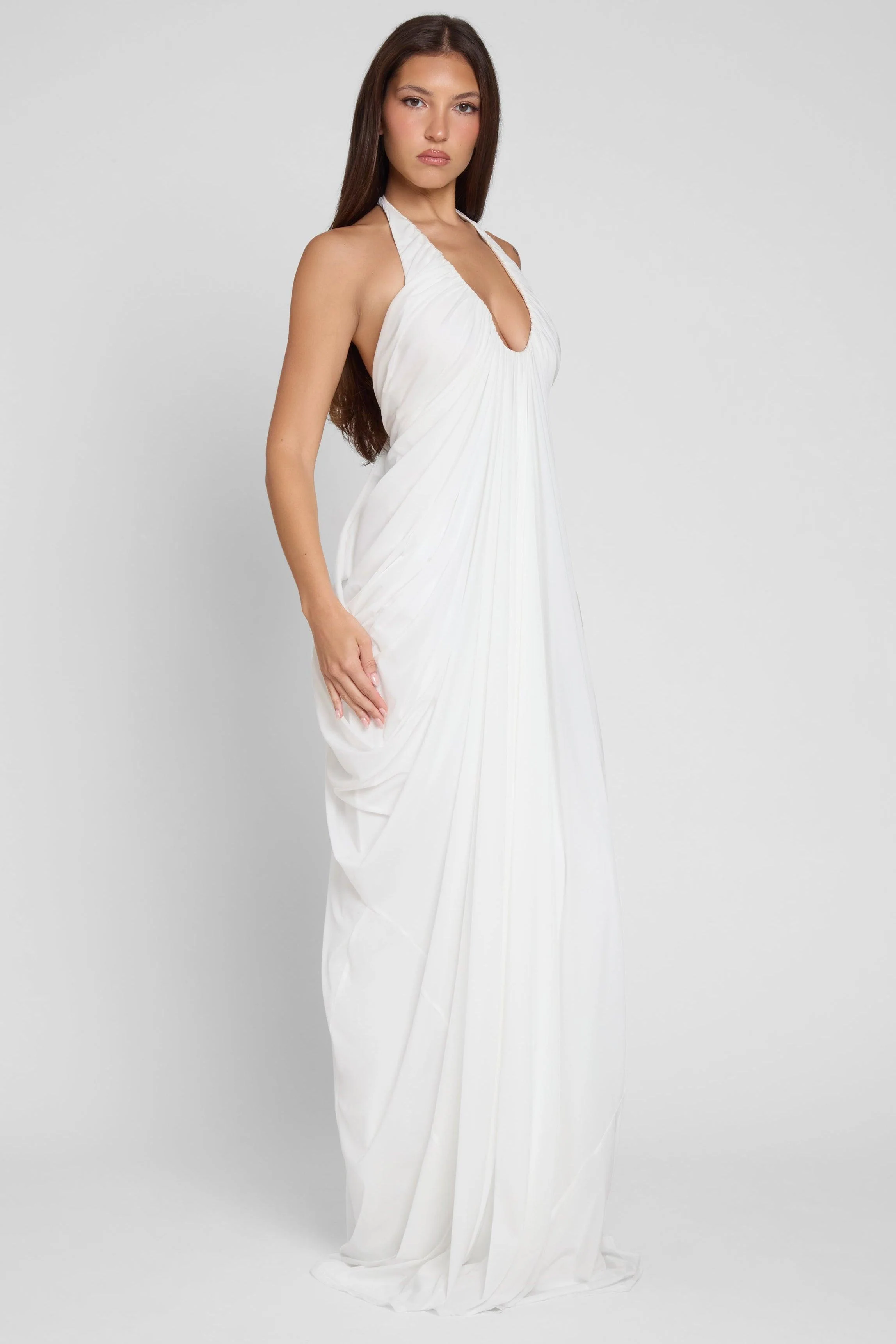Cascade Drape Gown - White - Image 11