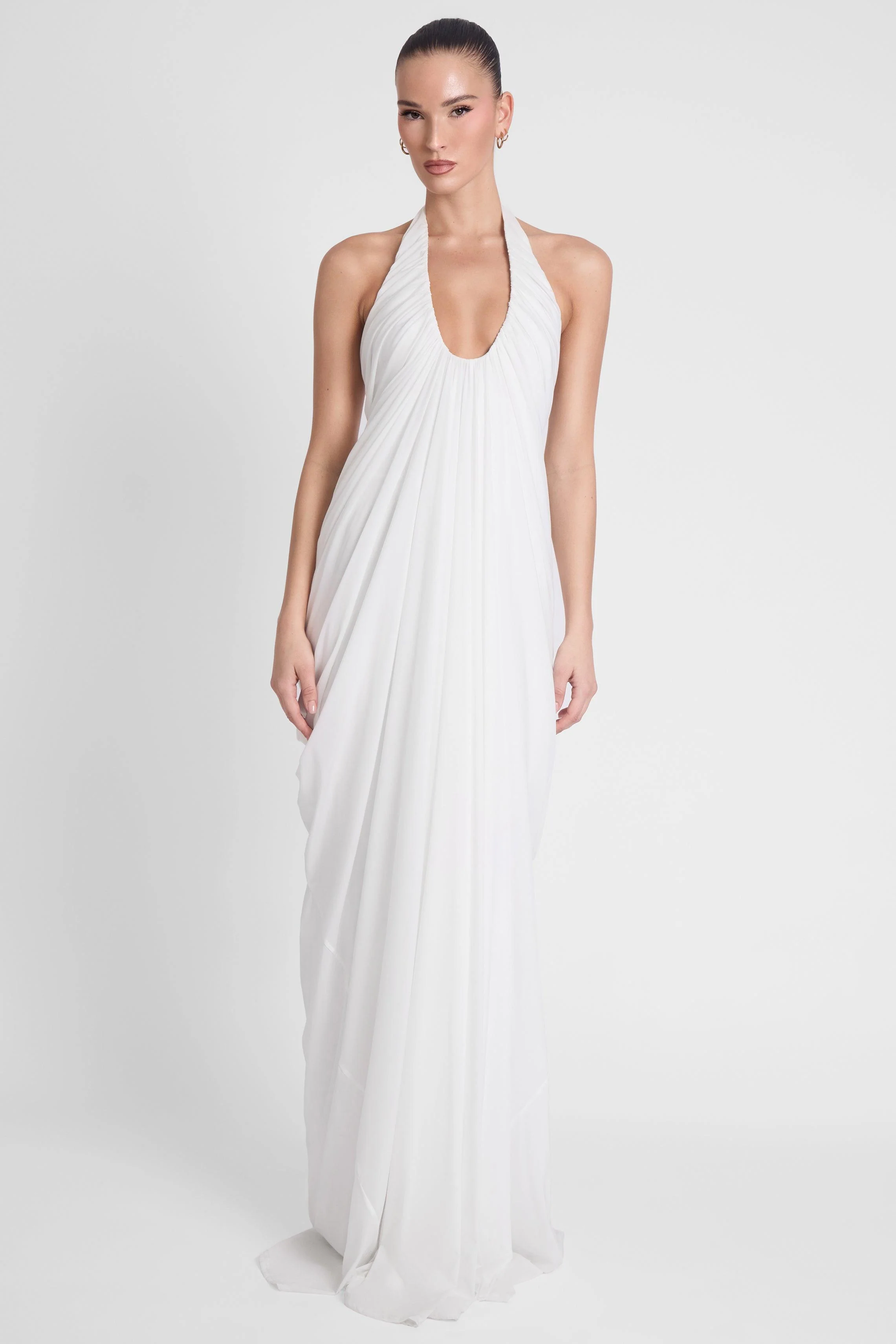 Cascade Drape Gown - White - Image 4