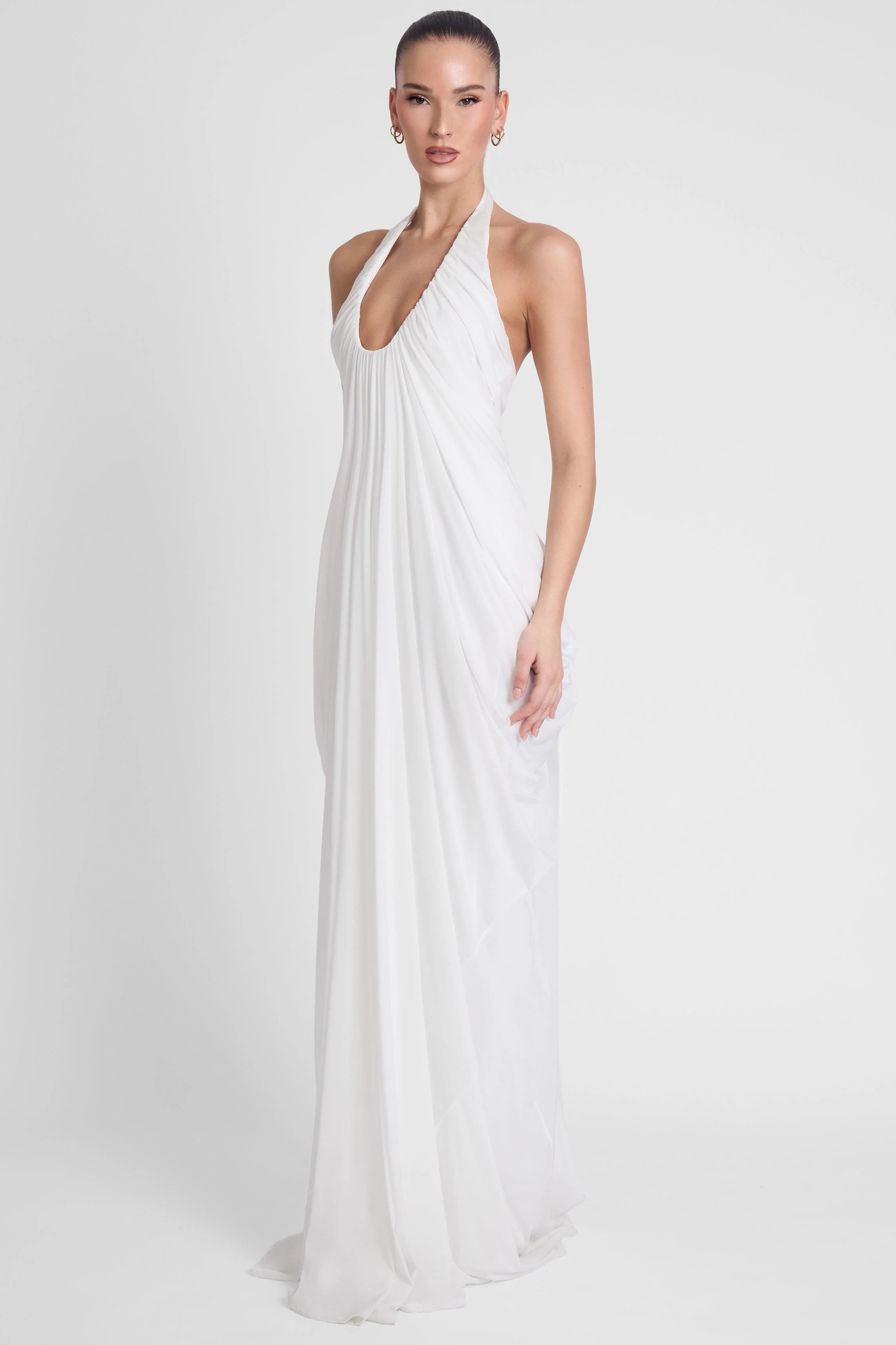 Cascade Drape Gown - White - Image 5