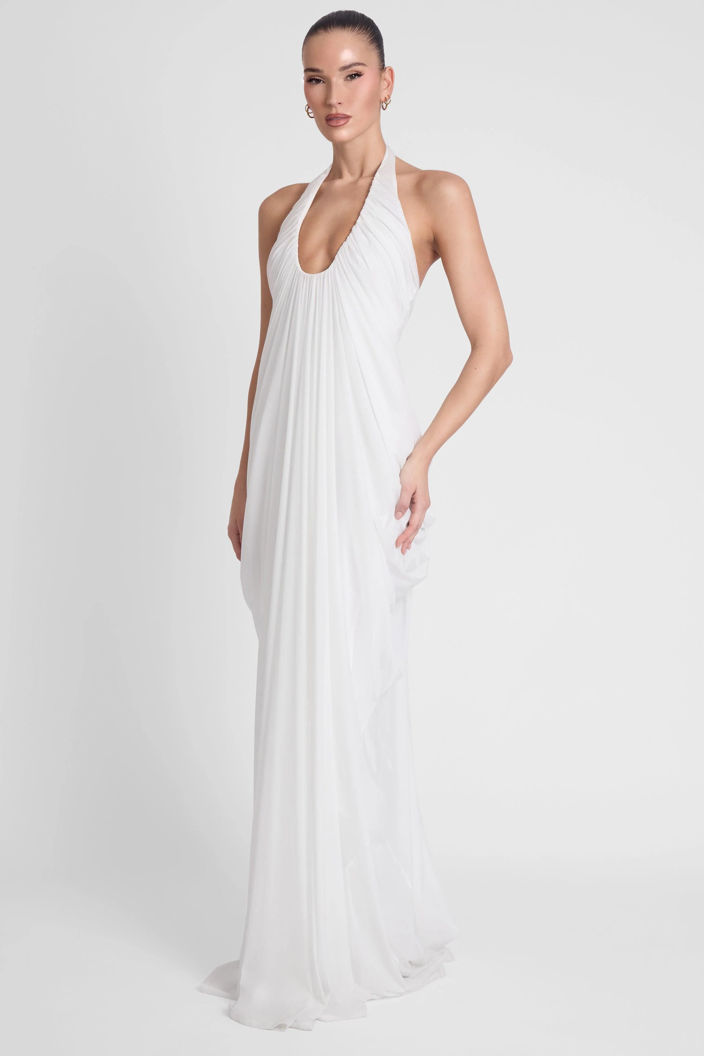 Cascade Drape Gown - White - Image 6