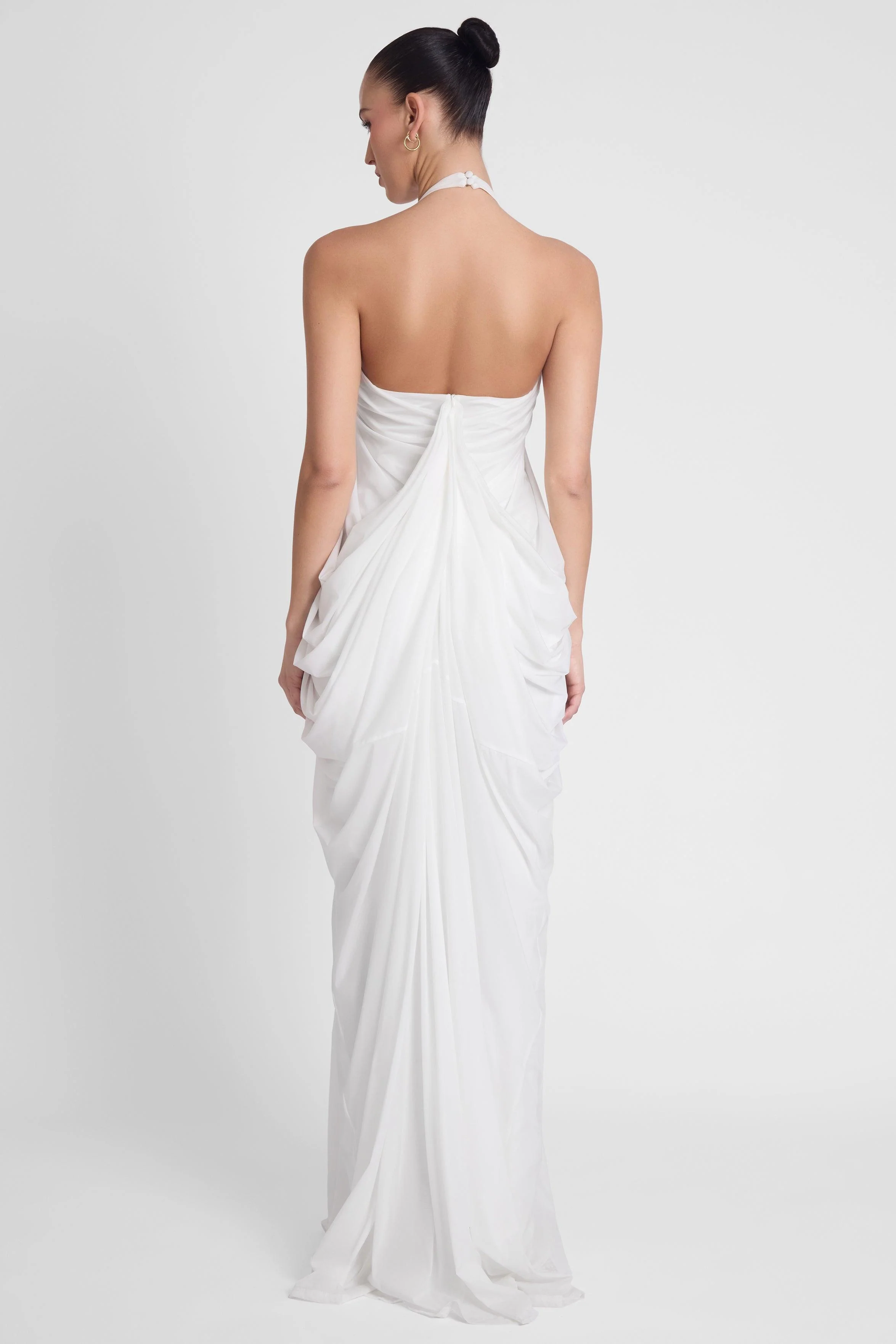Cascade Drape Gown - White - Image 7