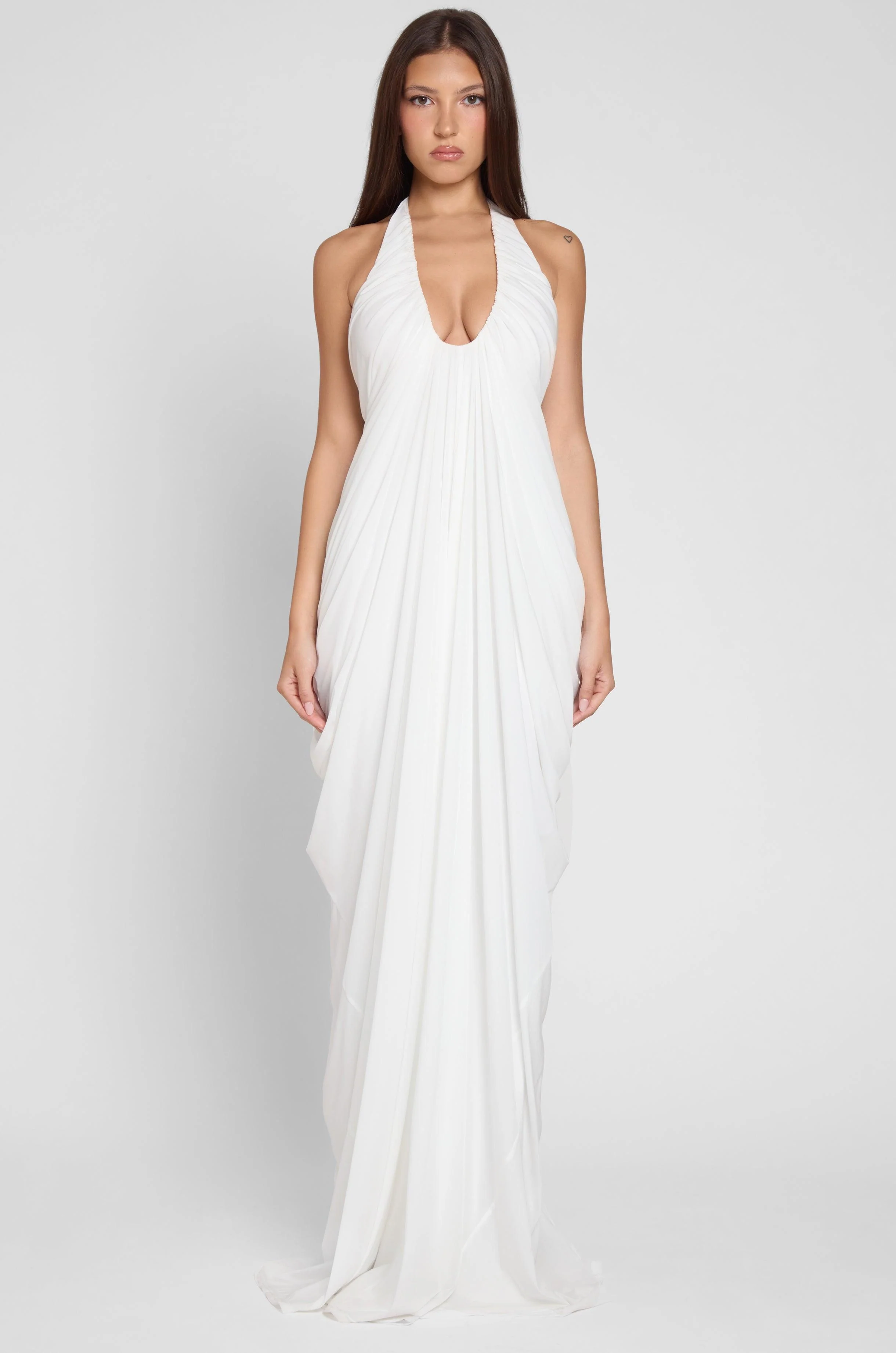 Cascade Drape Gown - White - Image 8
