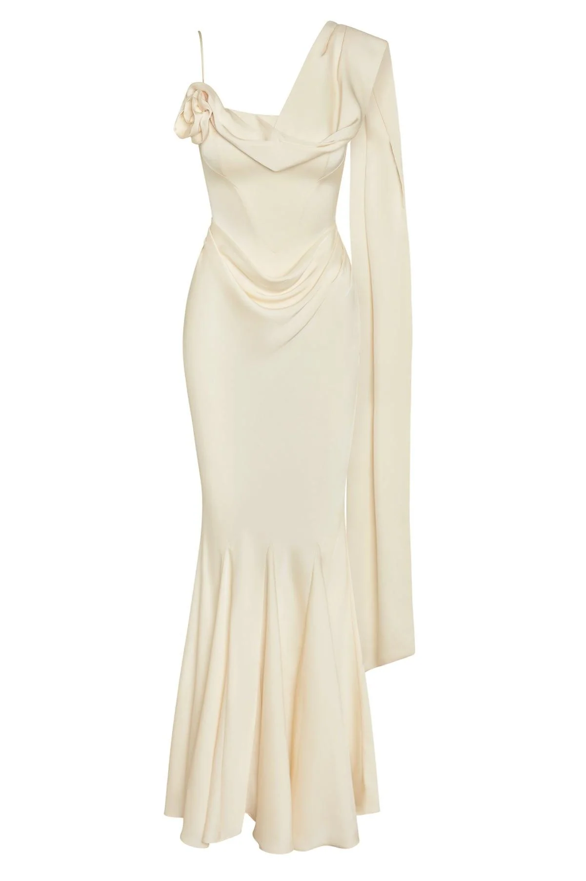 Celine Corset Drape Satin Gown - Ivory - Image 10