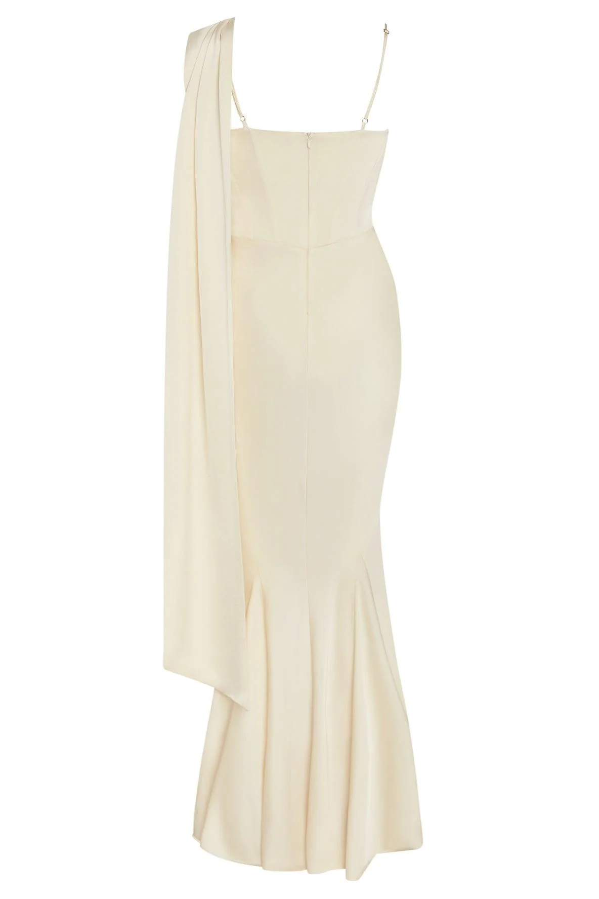 Celine Corset Drape Satin Gown - Ivory - Image 11