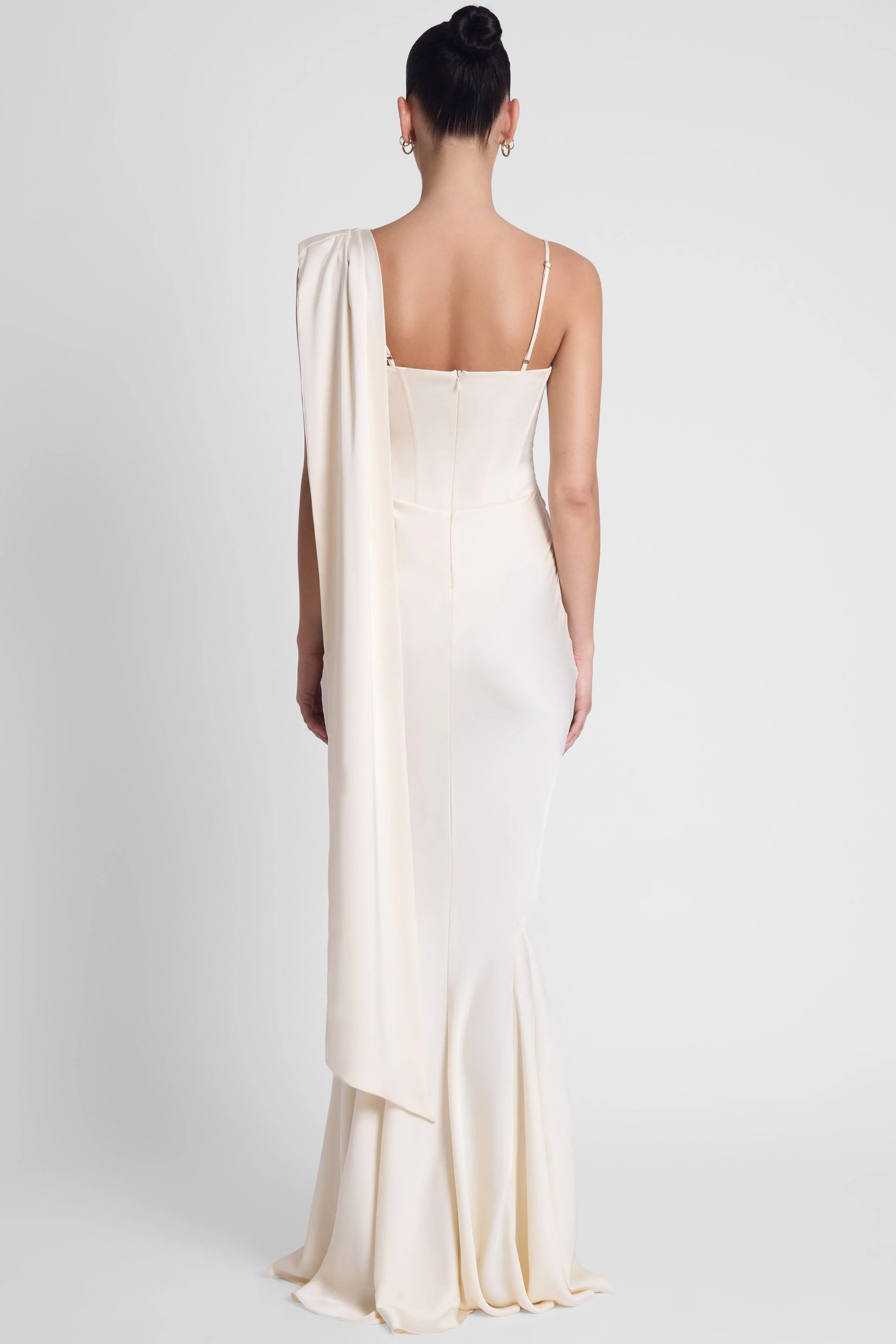 Celine Corset Drape Satin Gown - Ivory - Image 5