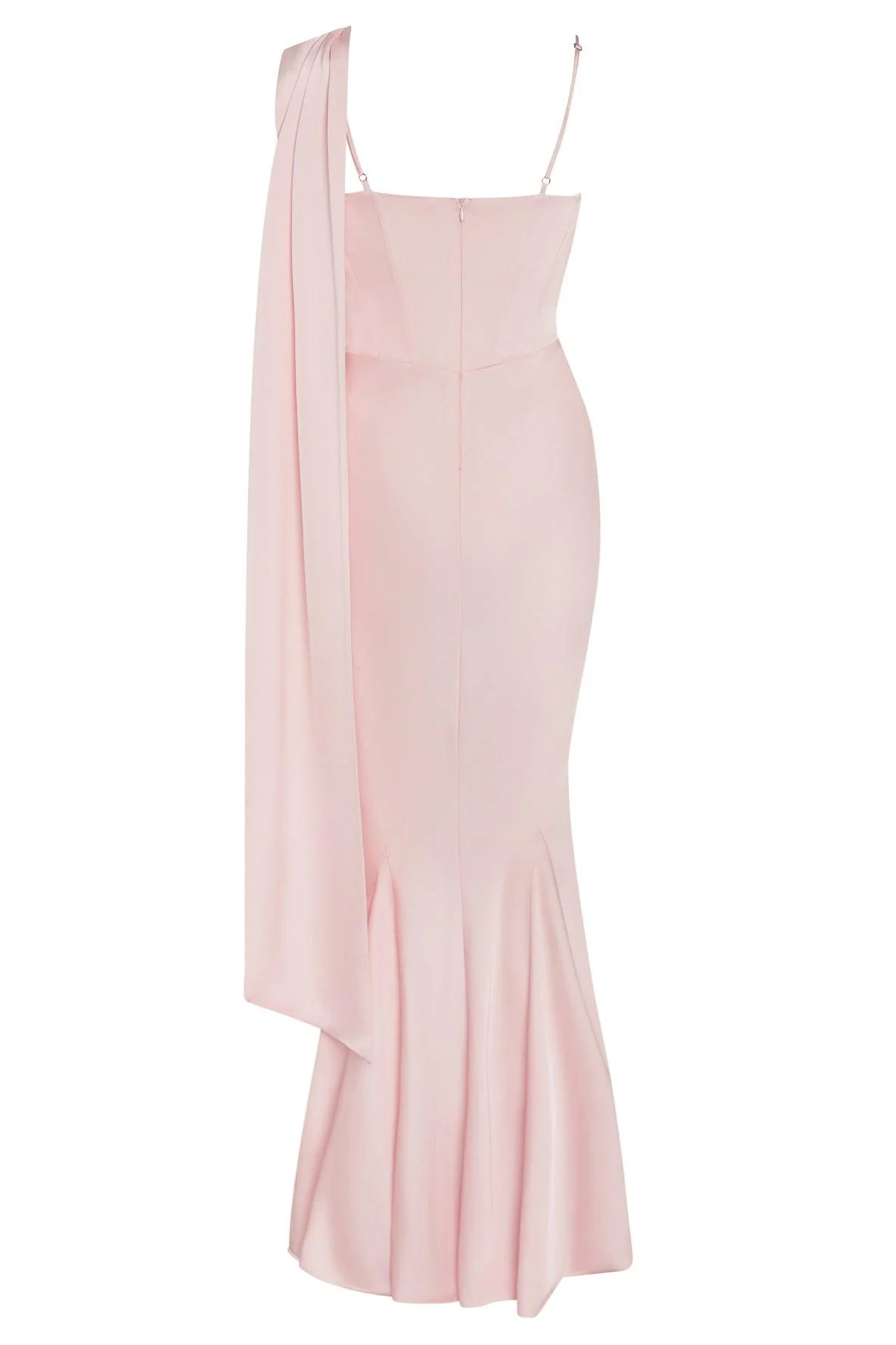 Celine Corset Drape Satin Gown - Pink - Image 12