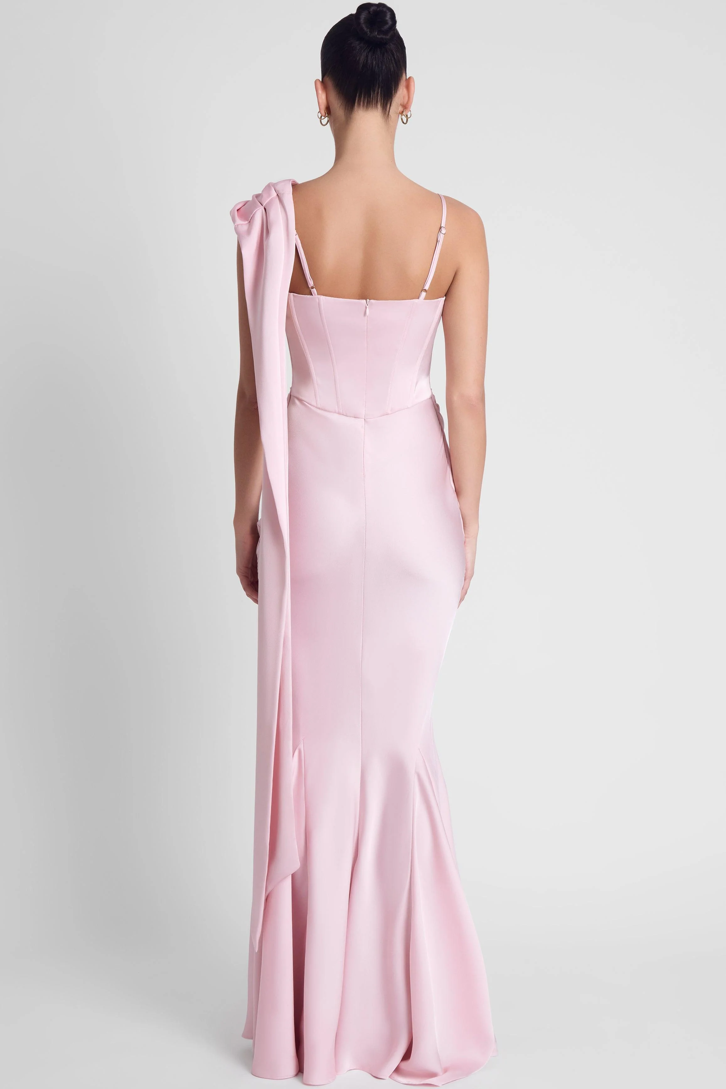 Celine Corset Drape Satin Gown - Pink - Image 6