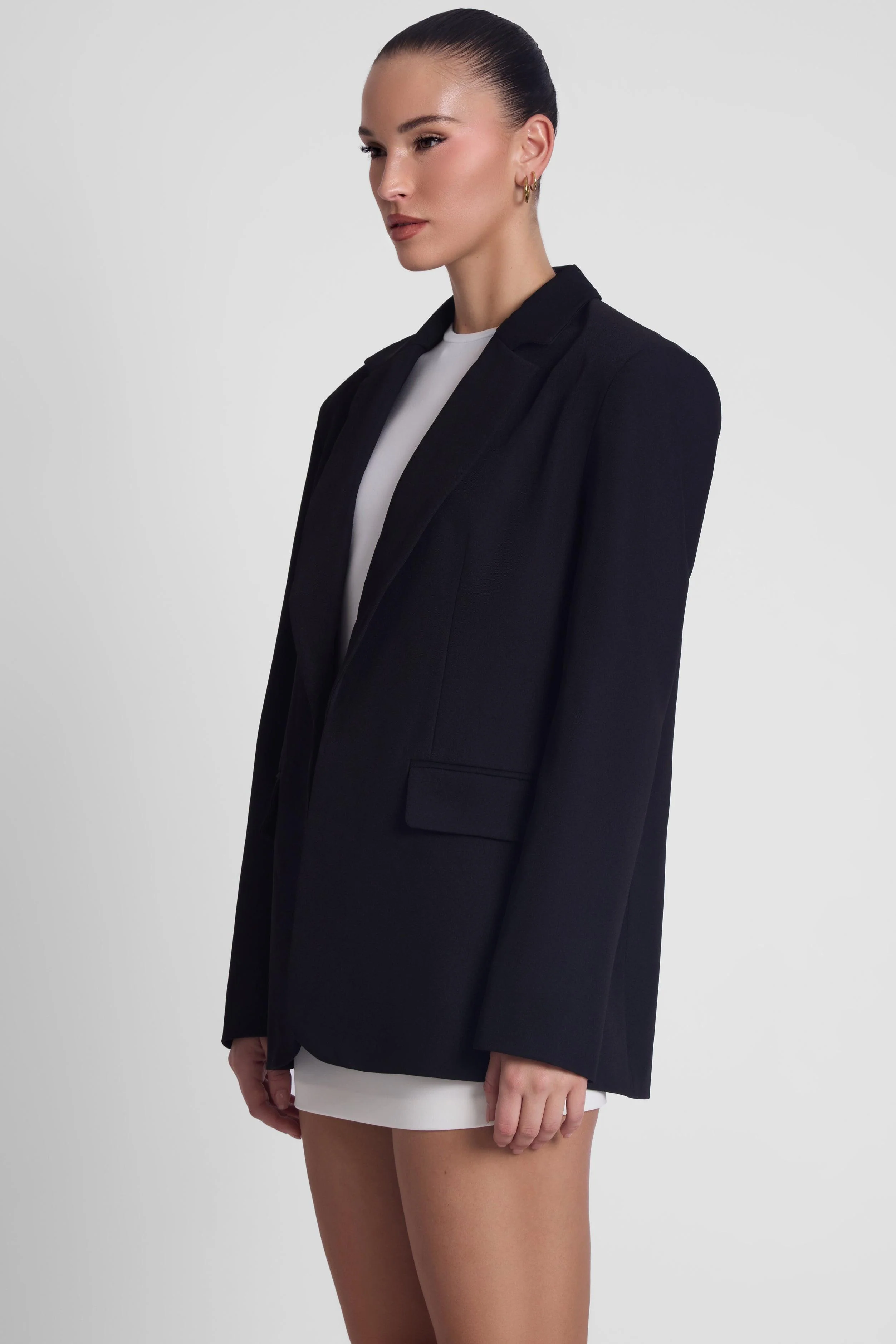 Classic Column Oversized Blazer - Black - Image 4