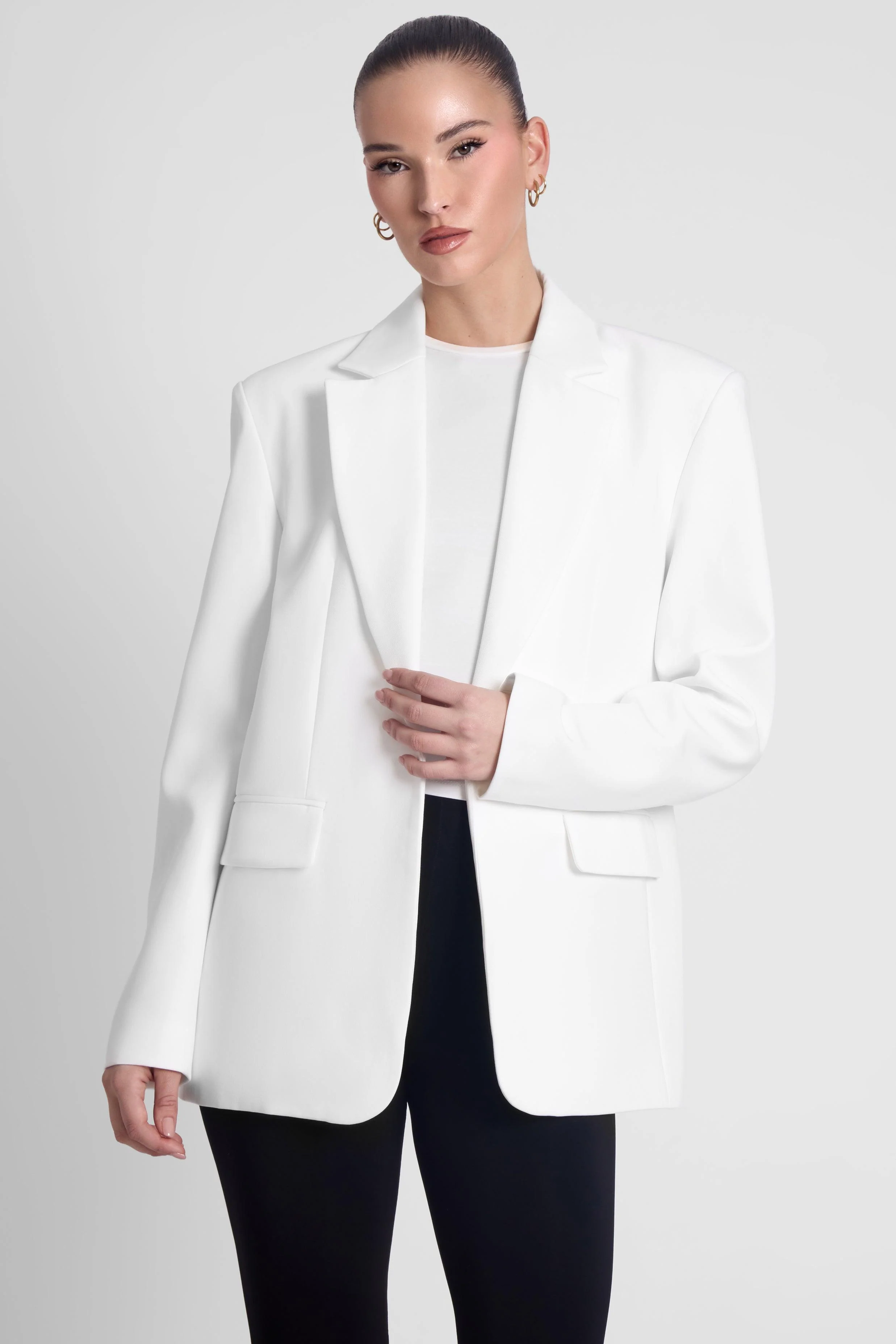 Classic Column Oversized Blazer - White - Image 3