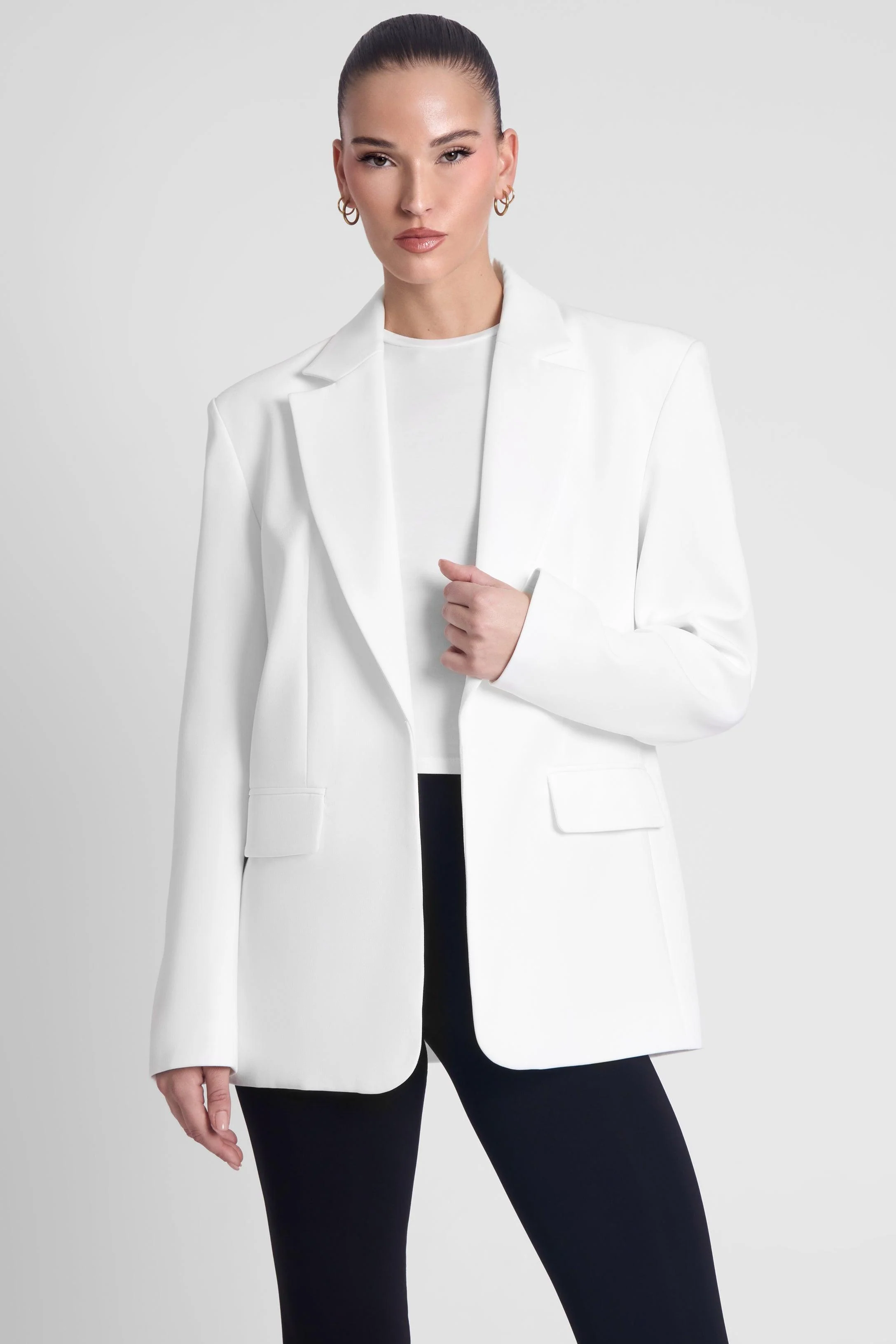 Classic Column Oversized Blazer - White - Image 4