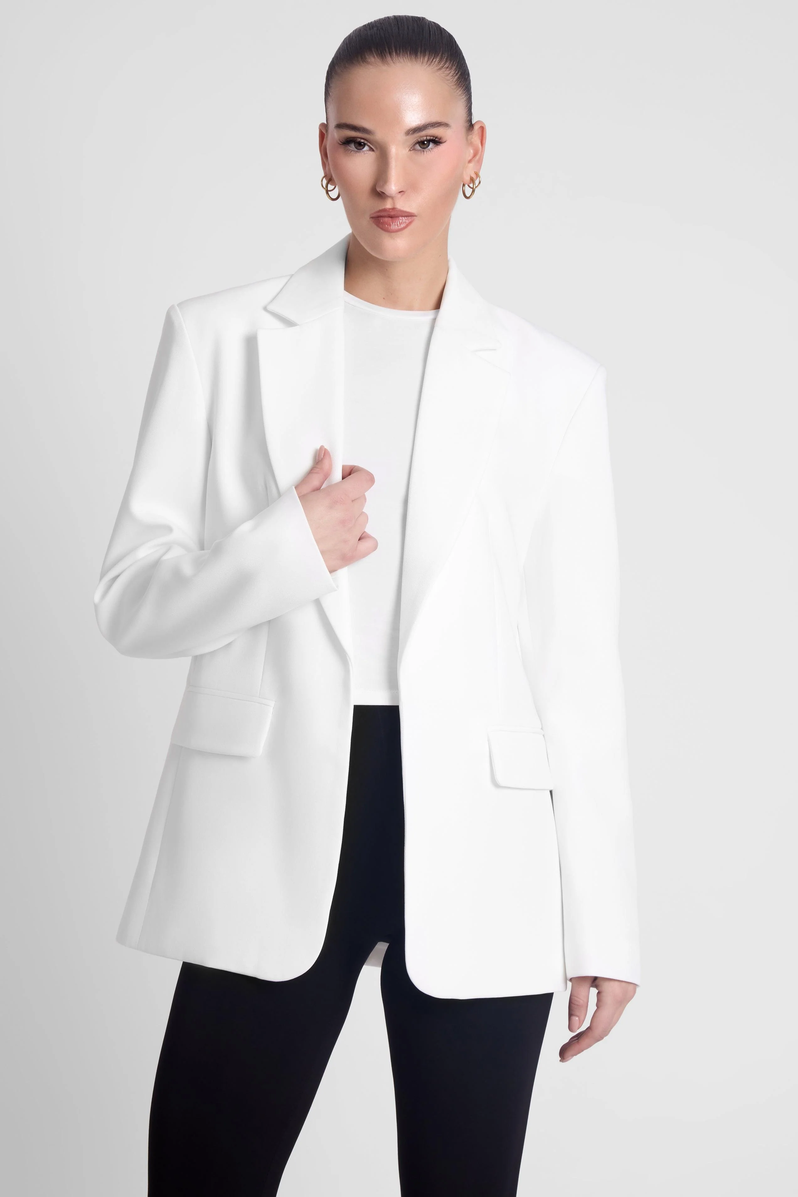 Classic Column Oversized Blazer - White - Image 5