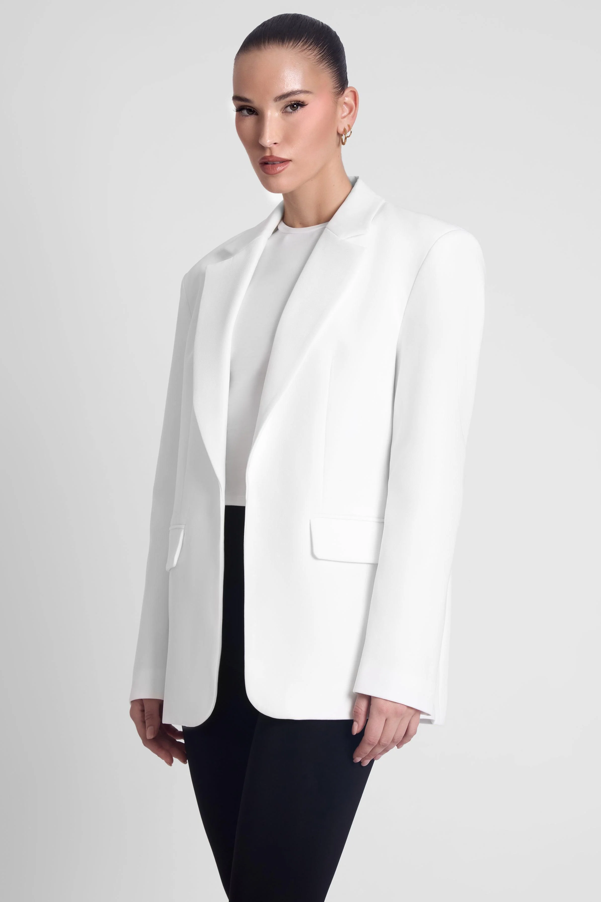 Classic Column Oversized Blazer - White - Image 6