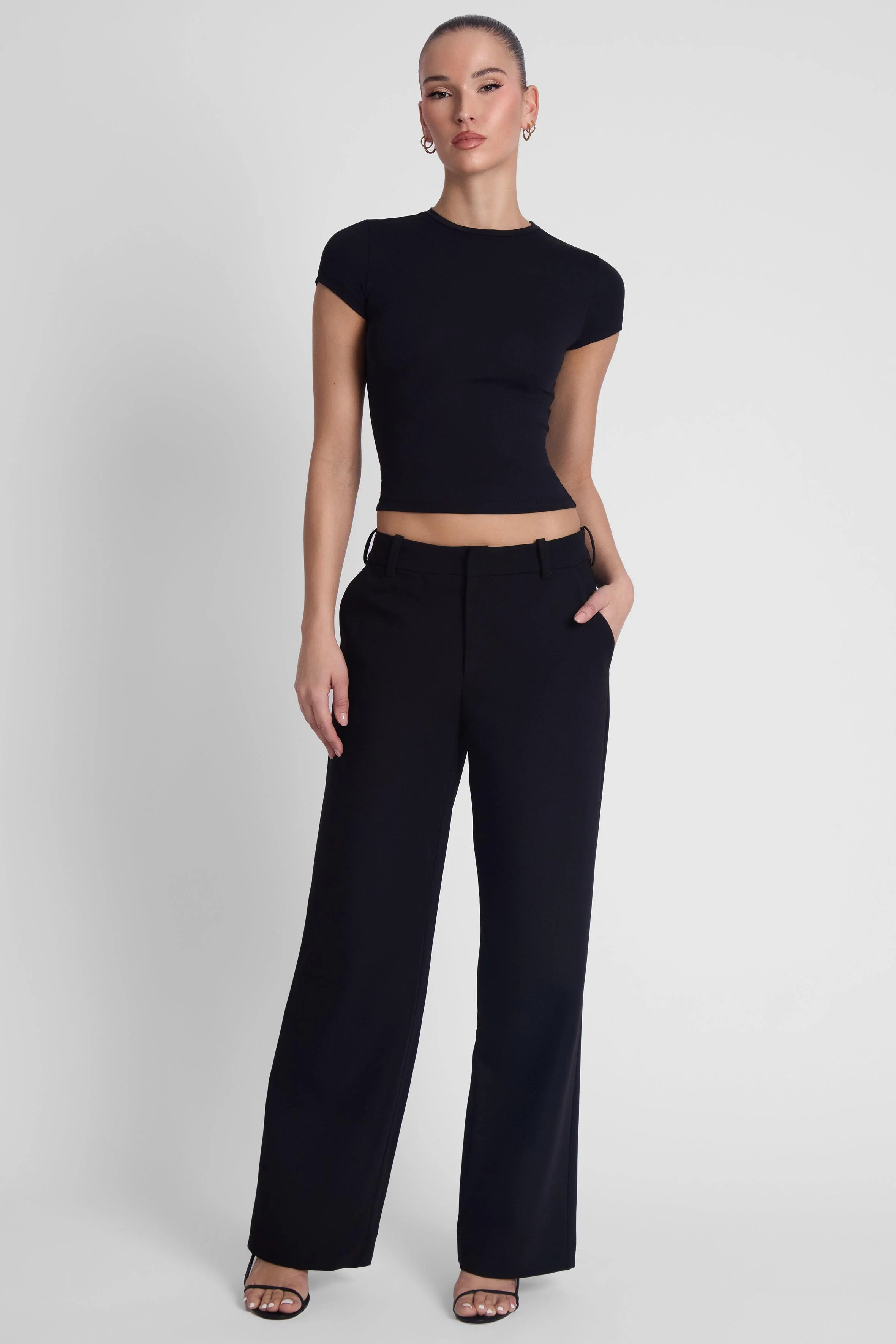 Classic Column Straight Trousers - Black - Image 3