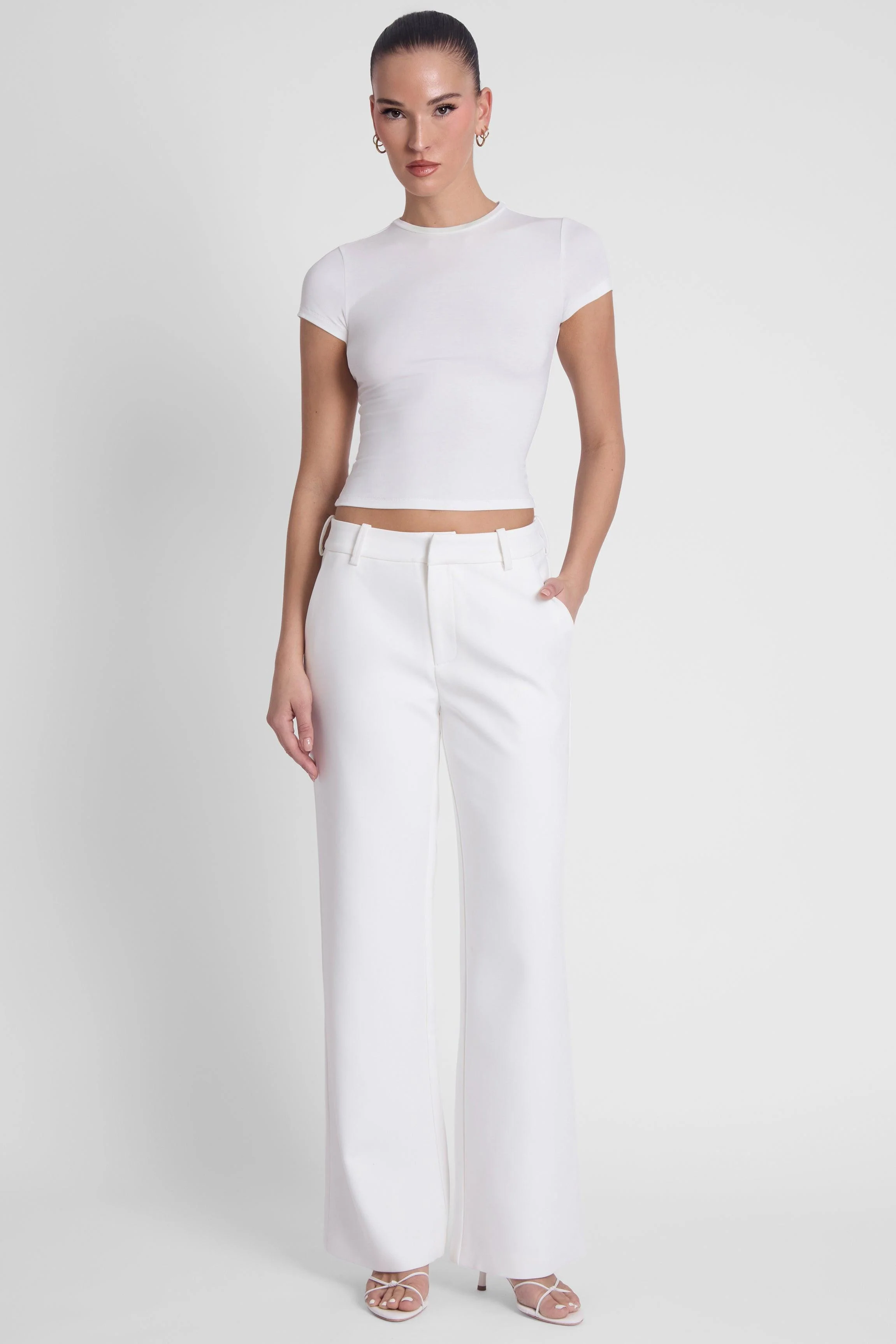 Classic Column Straight Trousers - White - Image 3