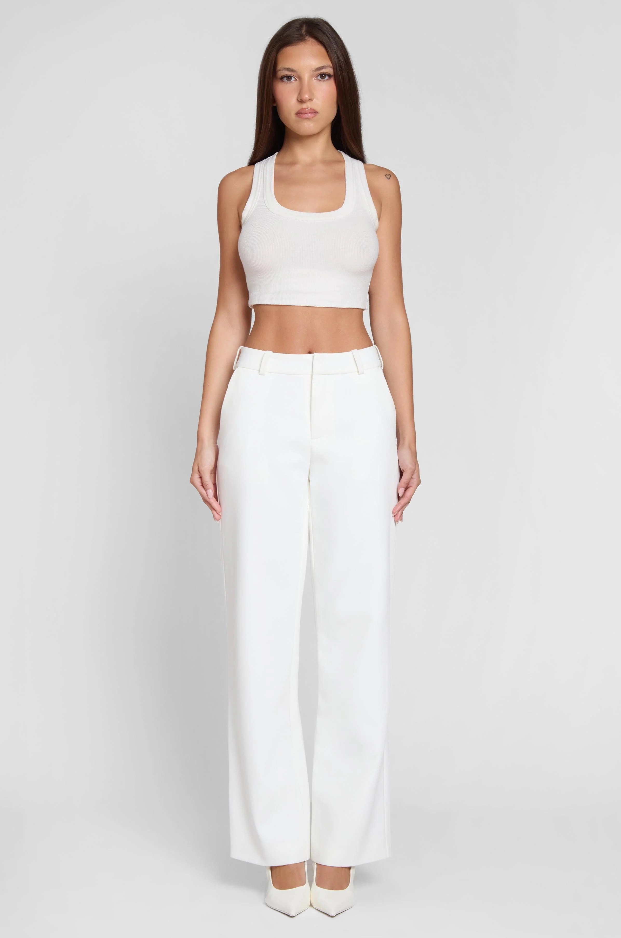 Classic Column Straight Trousers - White - Image 5