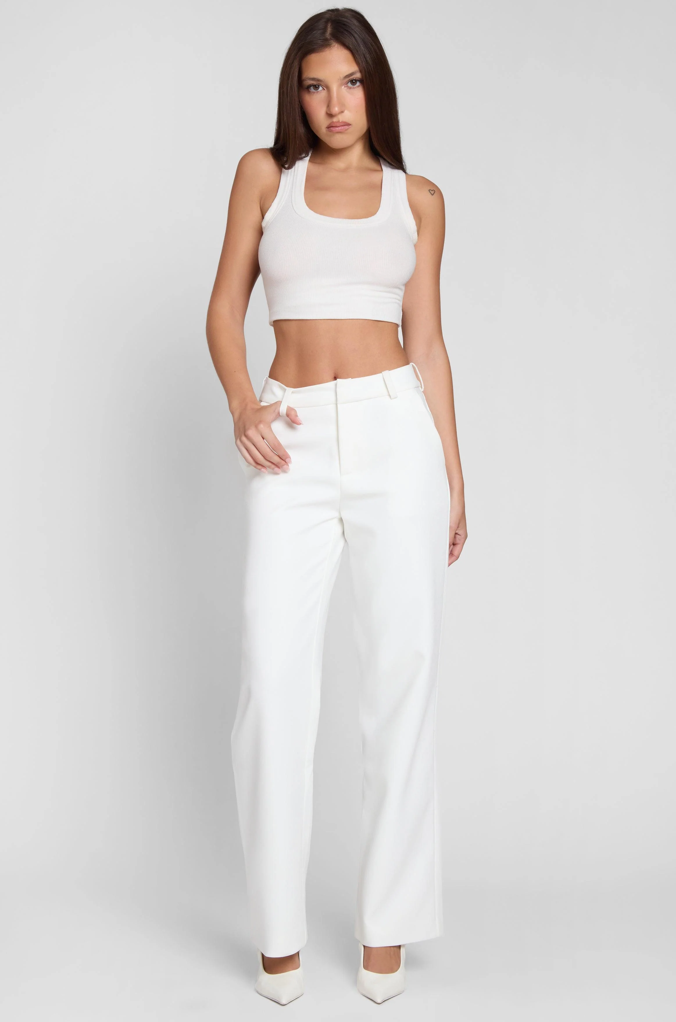 Classic Column Straight Trousers - White - Image 6