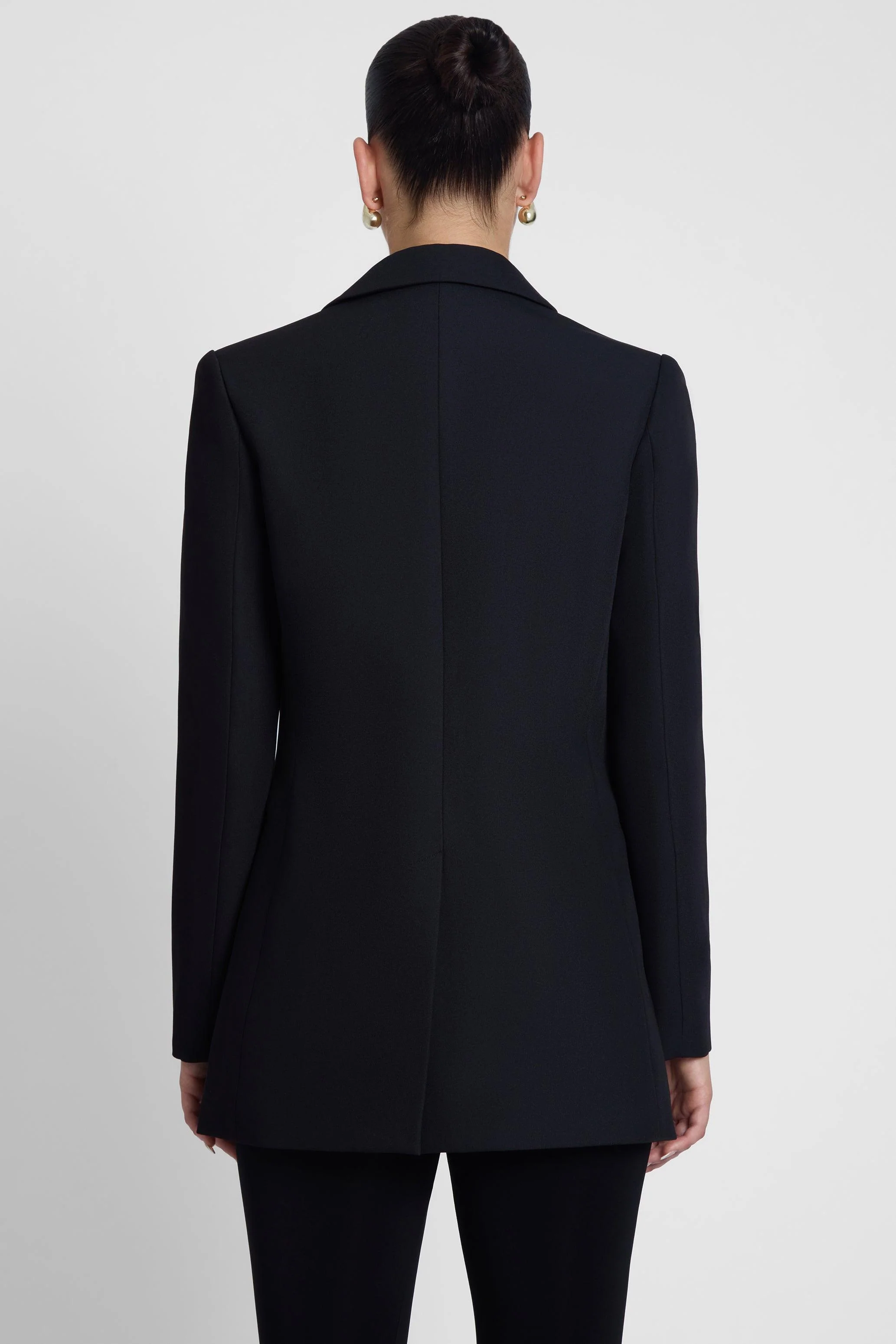 Classic Column Tailored Belted Blazer - Black - Image 10