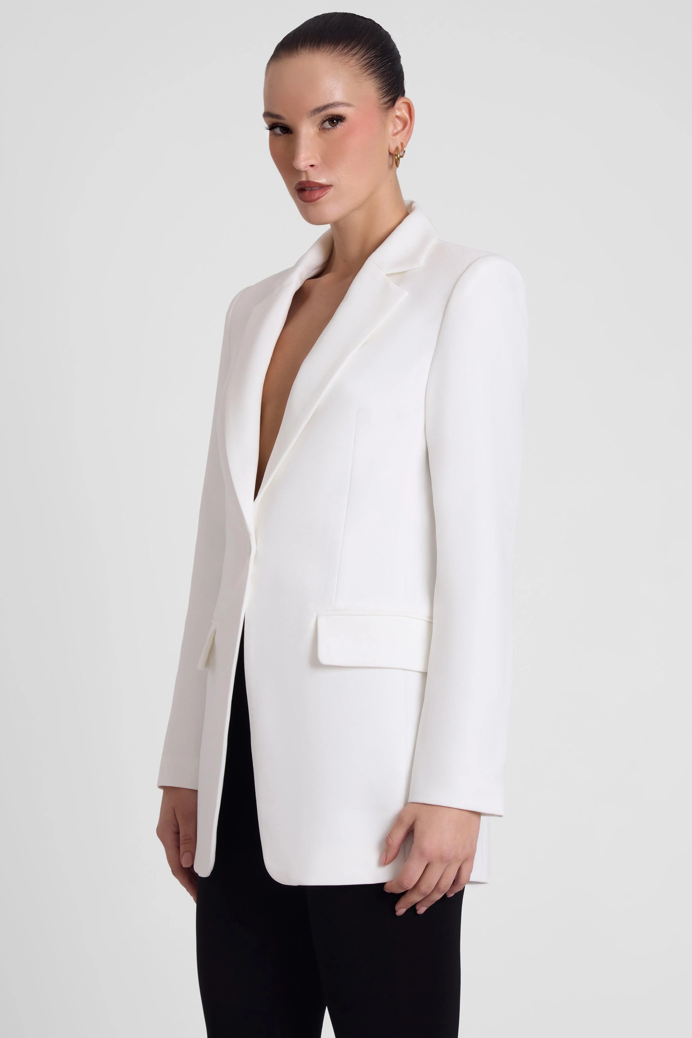 Classic Column Tailored Belted Blazer - White - Image 6