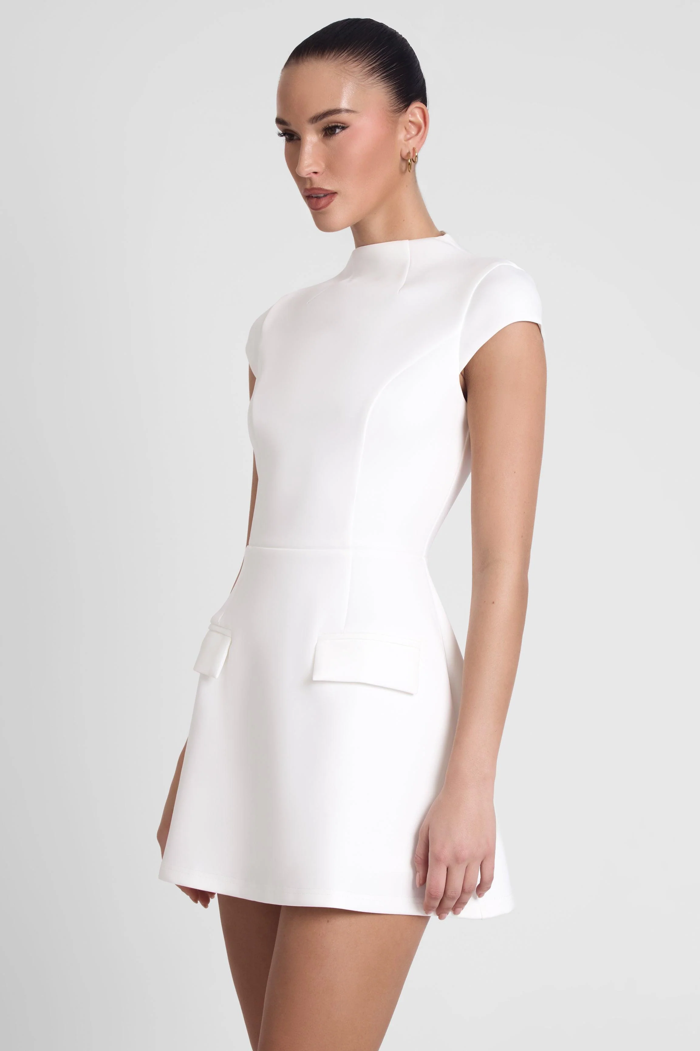 Cote Cap Sleeve Pocket Mini Dress - White - Image 5