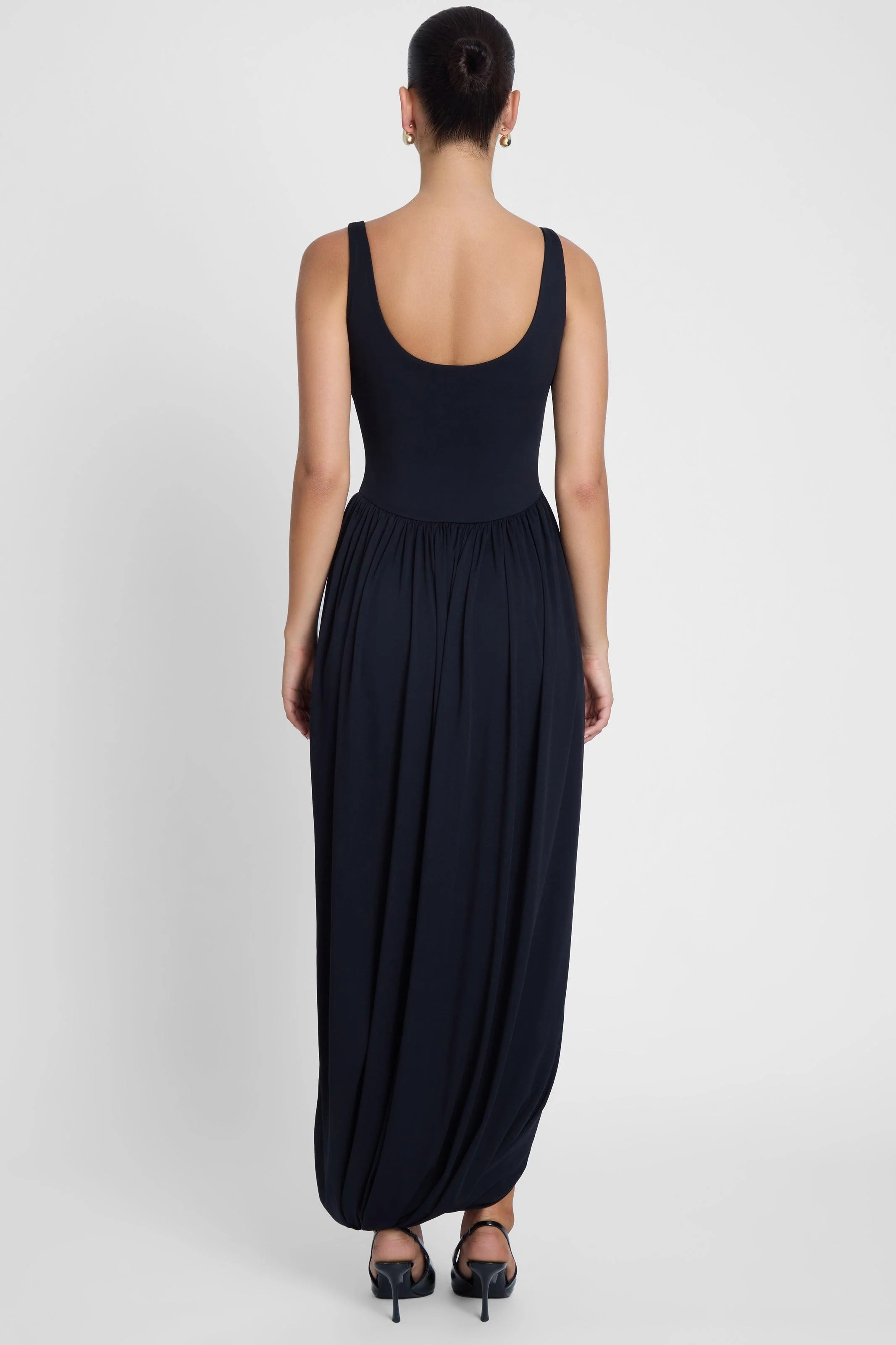 Dionysus Sculpt Drape Midi Dress - Black - Image 4
