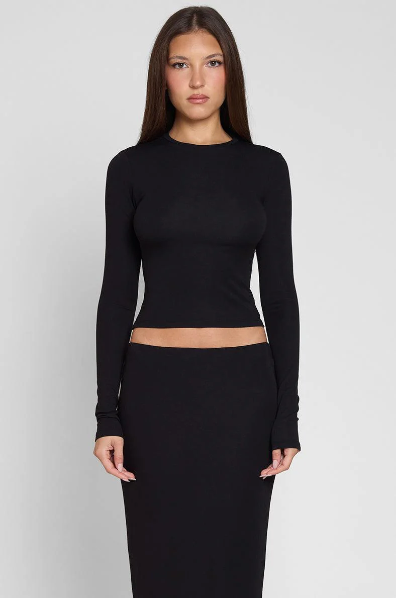 Everyday Jersey Long Sleeve Top - Black - Image 7
