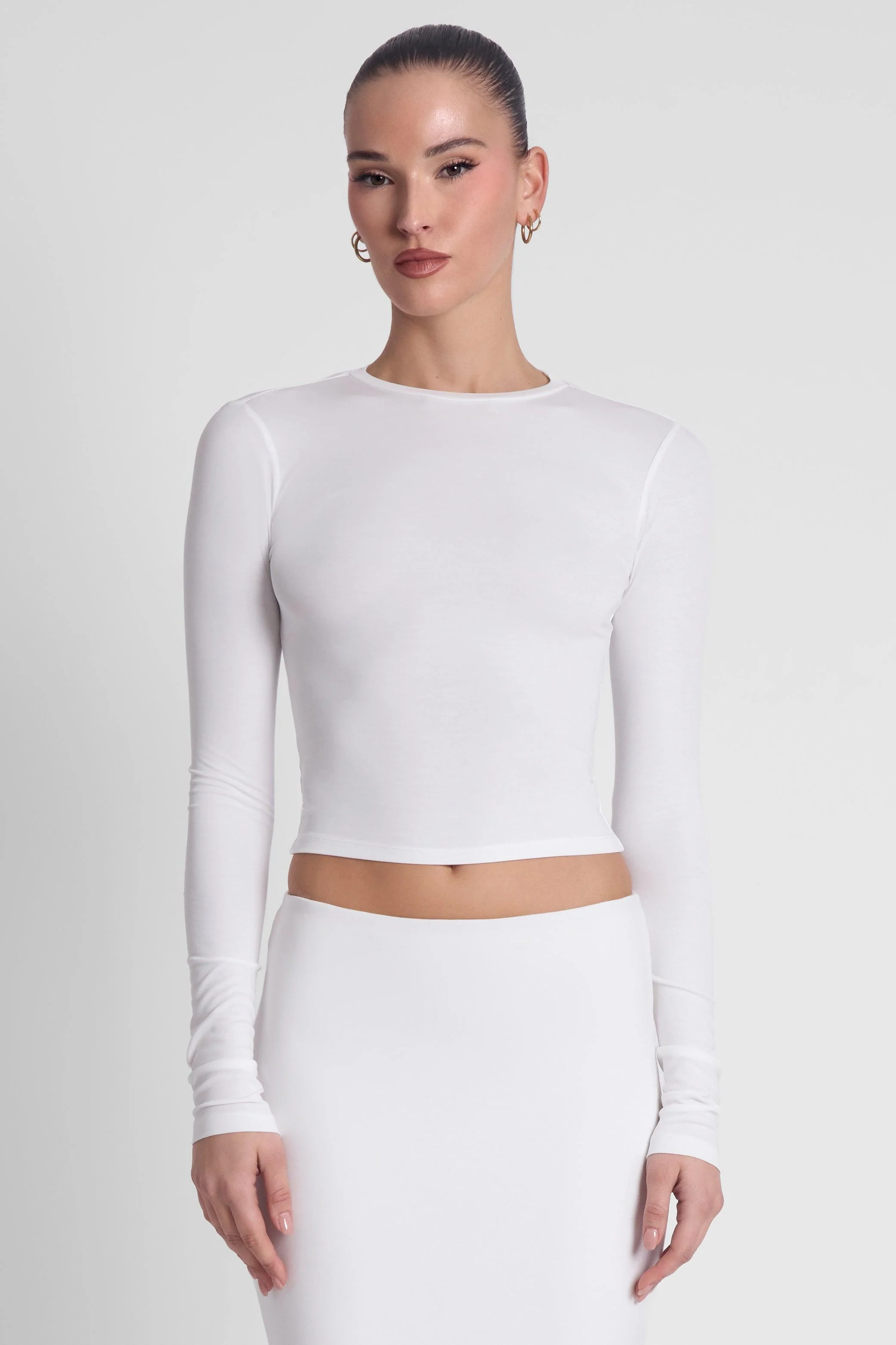 Everyday Jersey Long Sleeve Top - White - Image 3