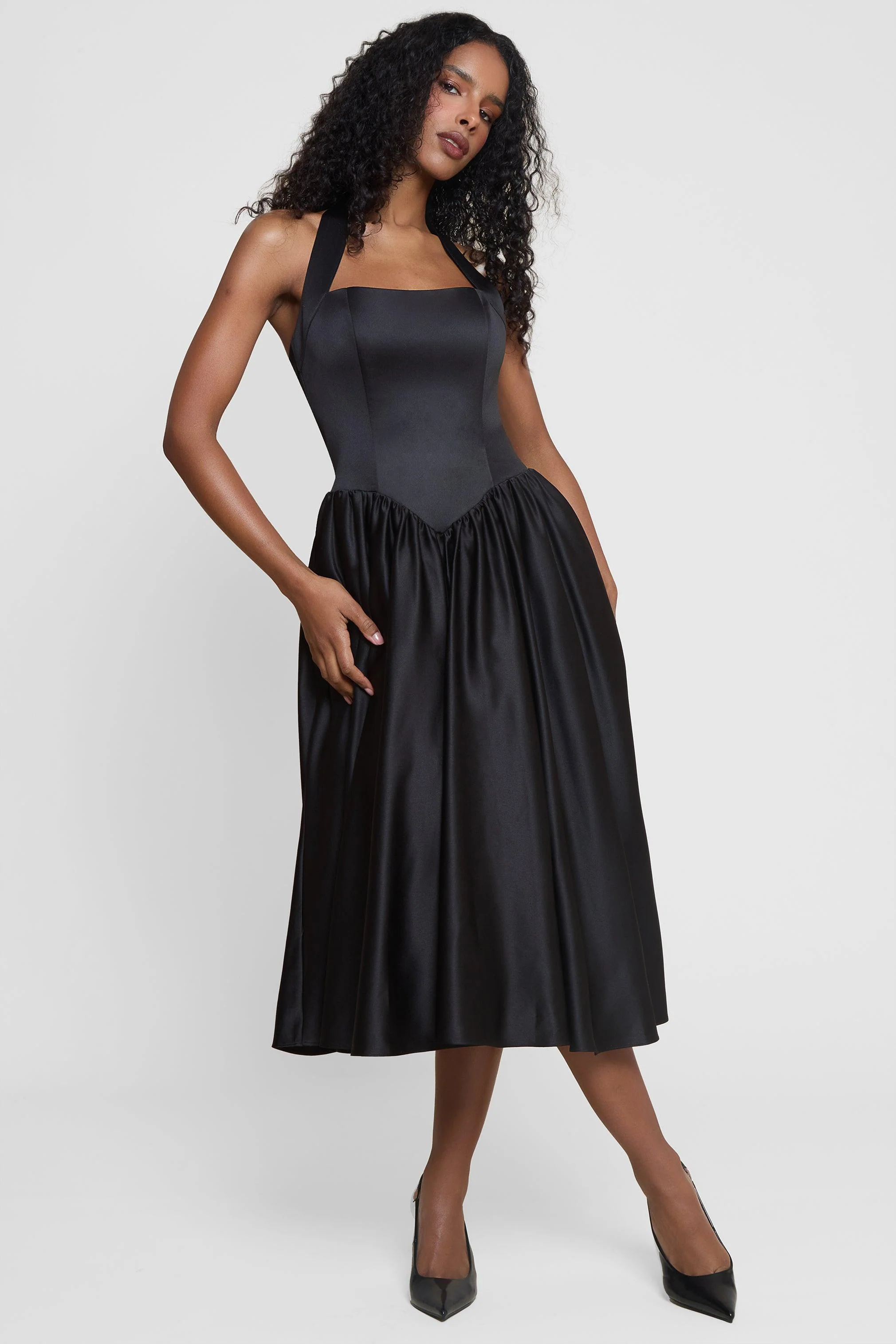 Hart Halter Corset Midi Dress - Black - Image 10
