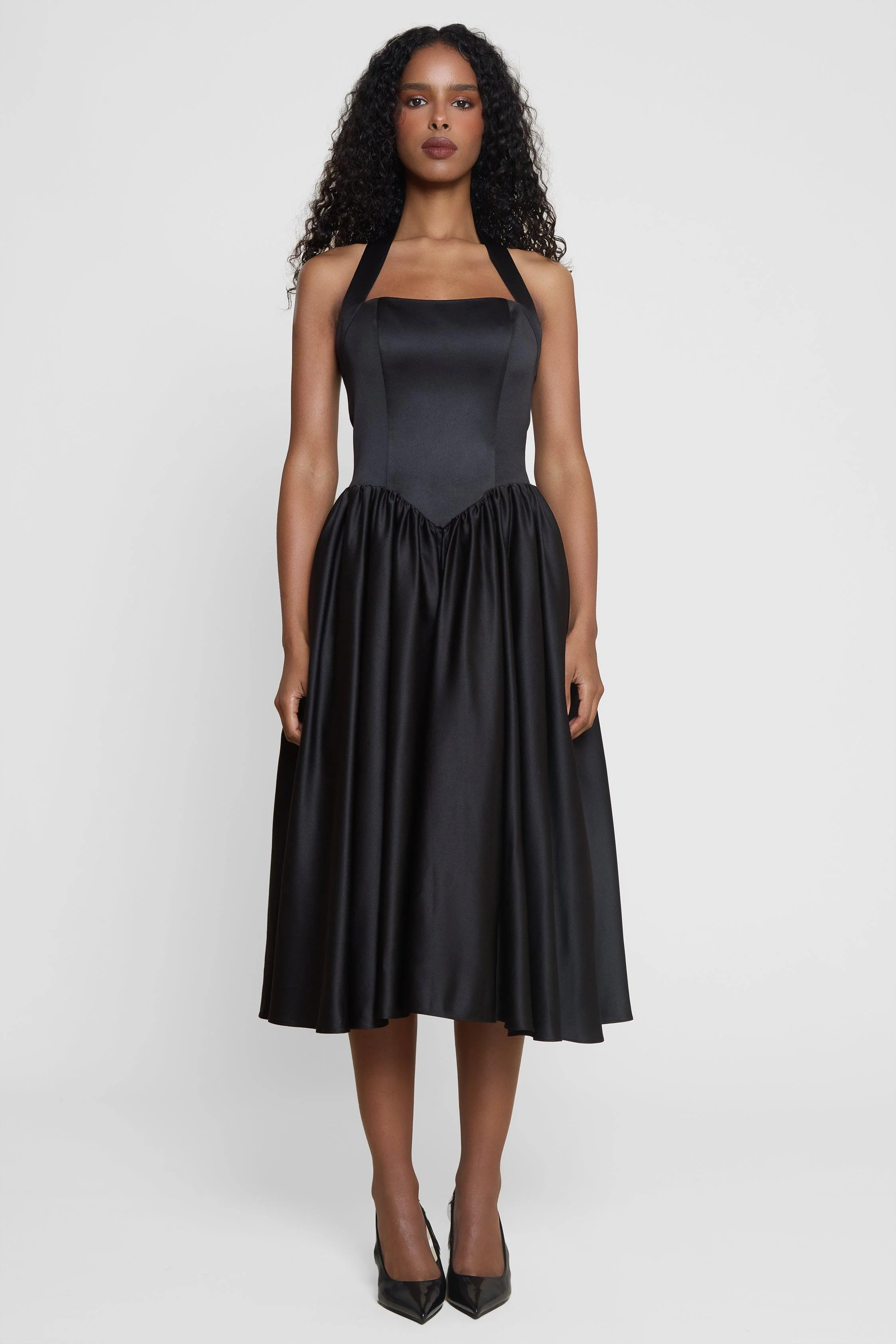 Hart Halter Corset Midi Dress - Black - Image 6