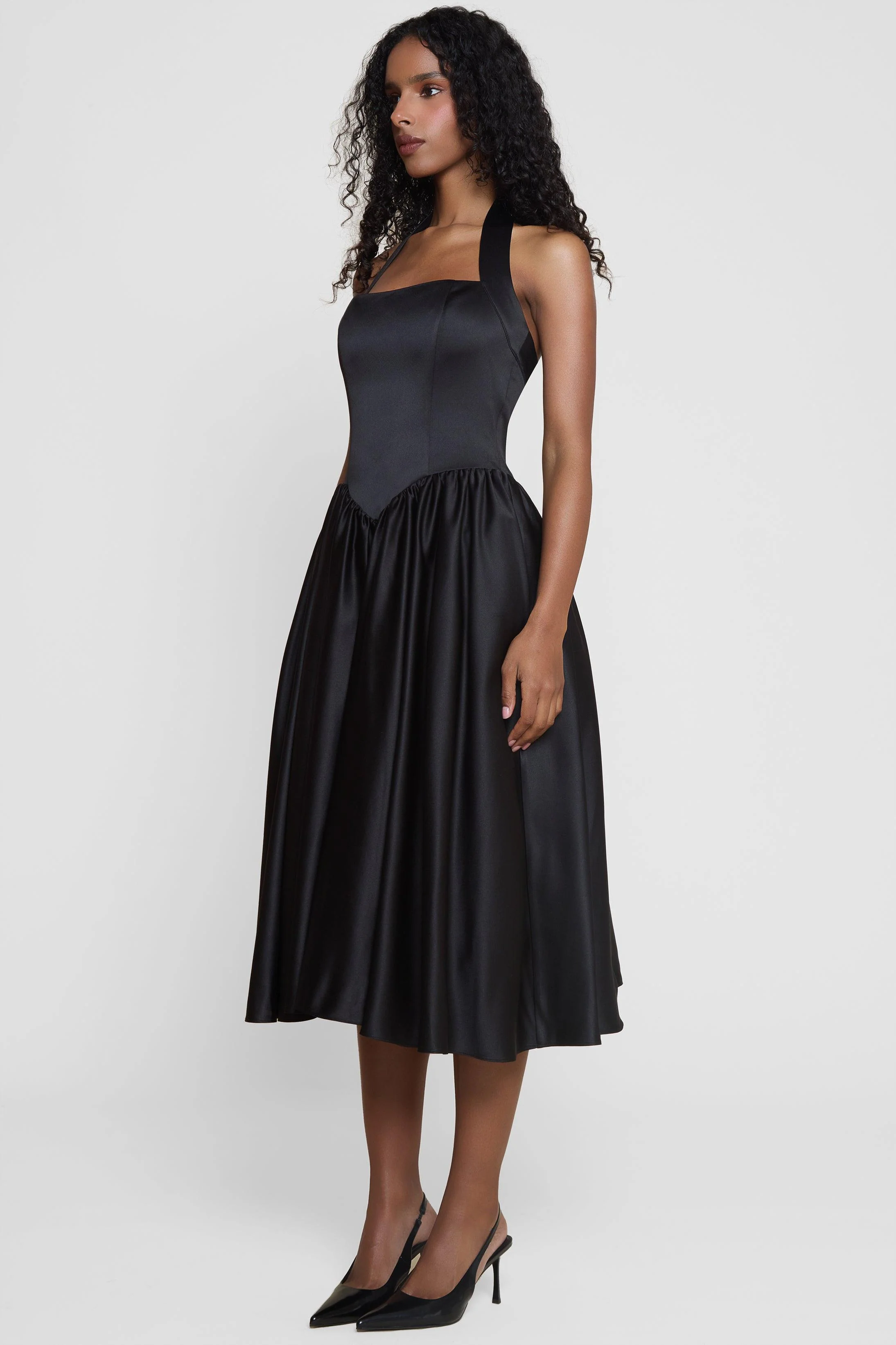 Hart Halter Corset Midi Dress - Black - Image 8