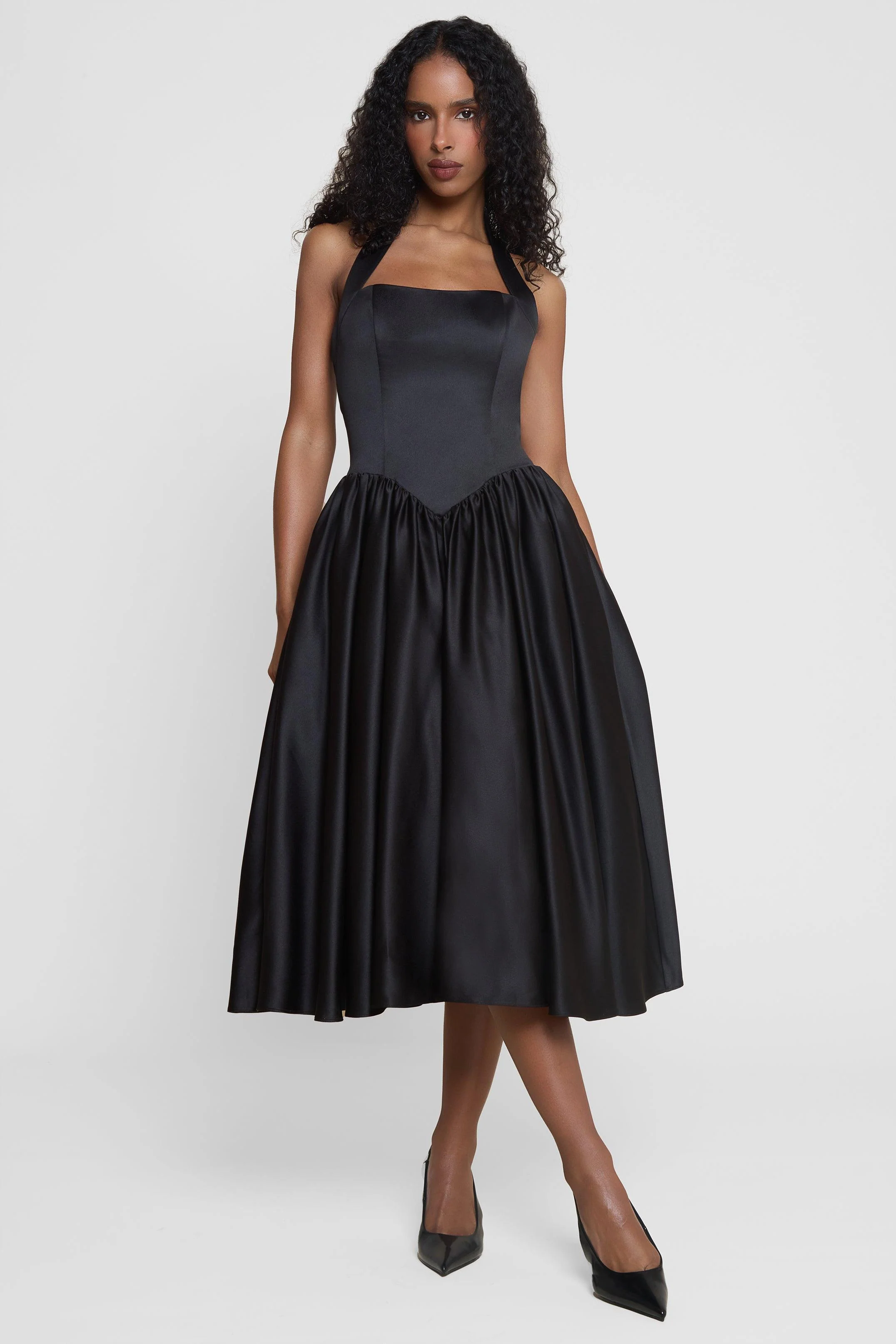 Hart Halter Corset Midi Dress - Black - Image 9
