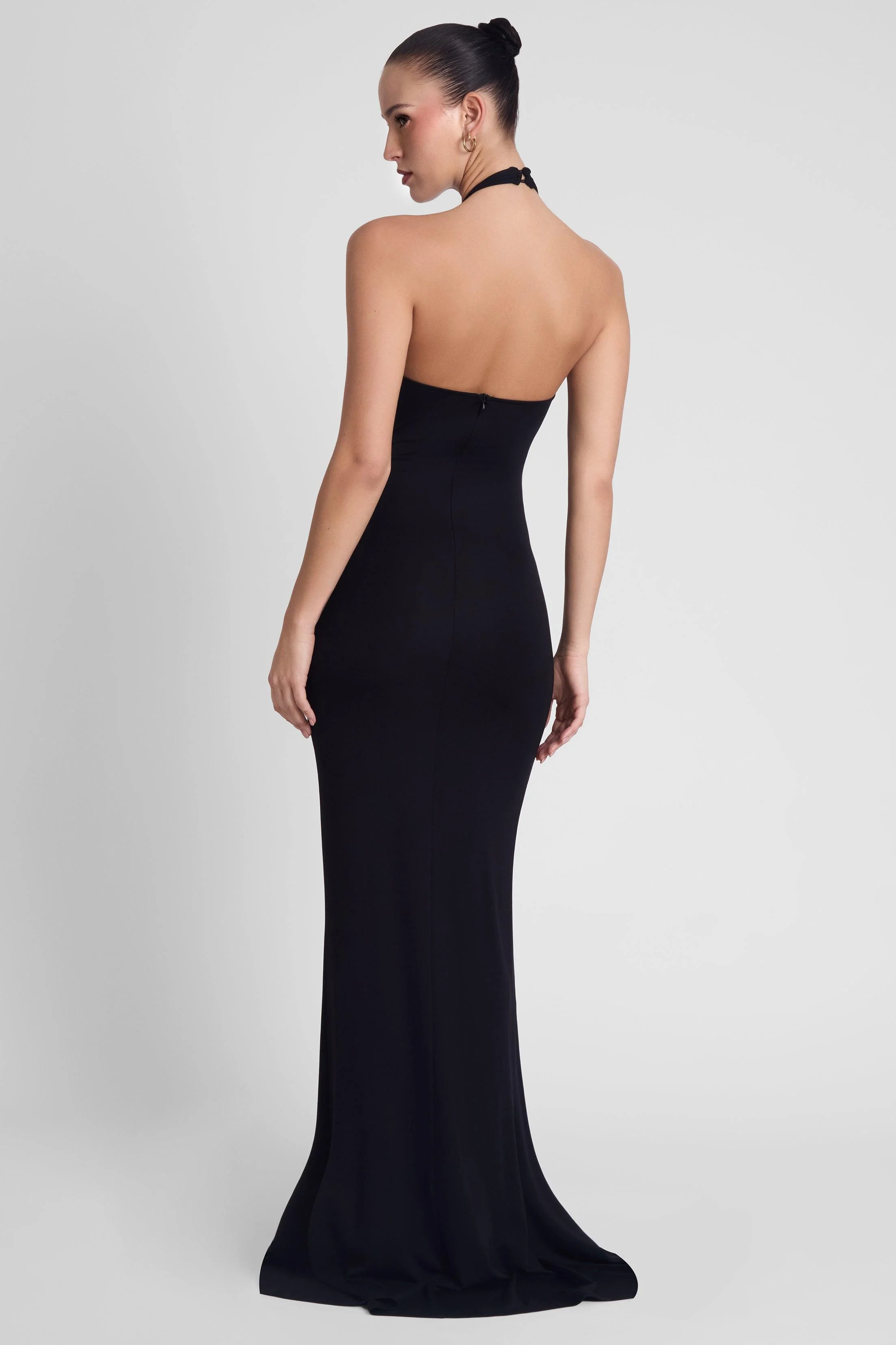 Heaven Halter Jersey Knot Maxi Dress - Black - Image 6