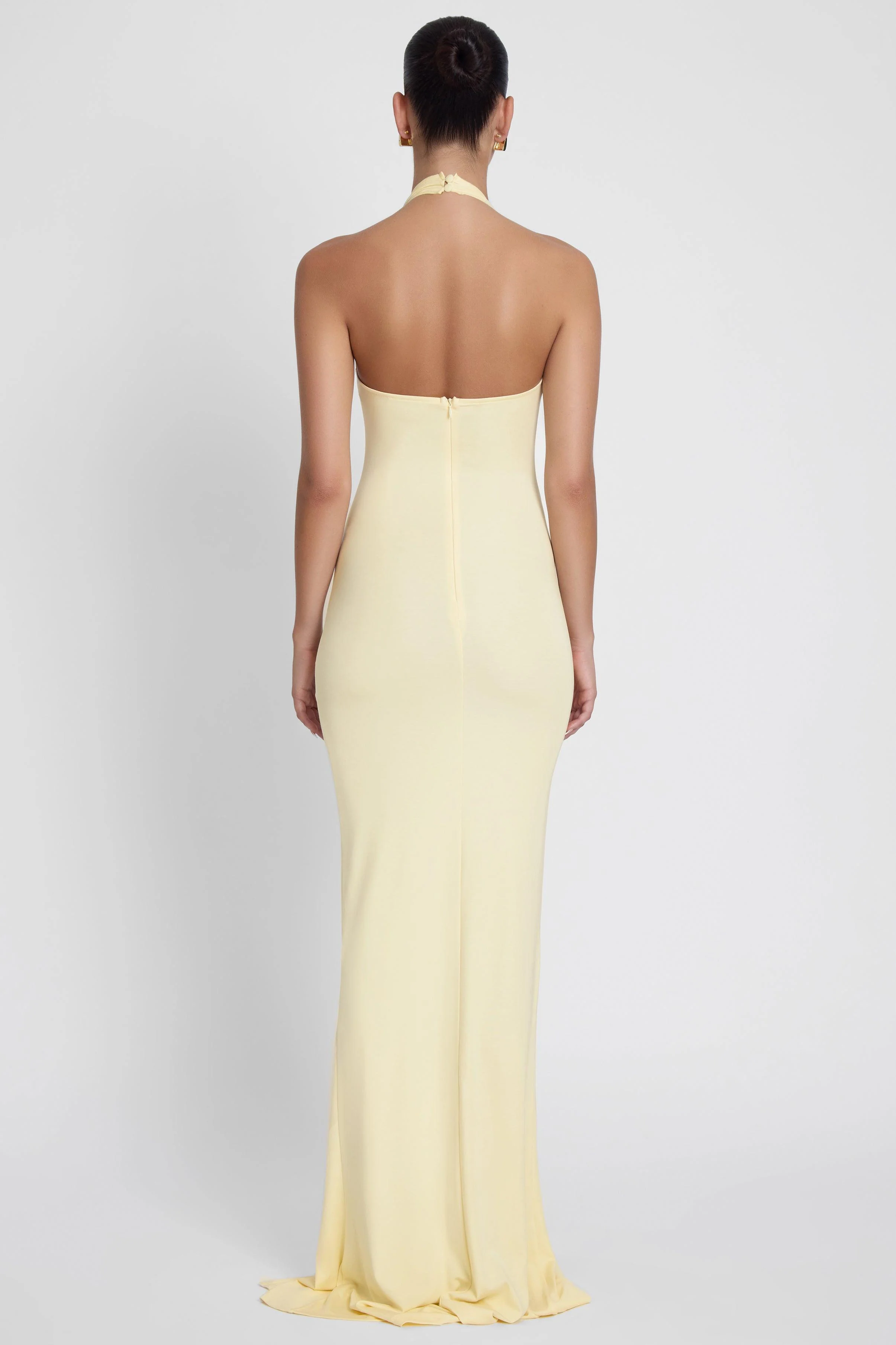 Heaven Halter Jersey Knot Maxi Dress - Yellow - Image 7