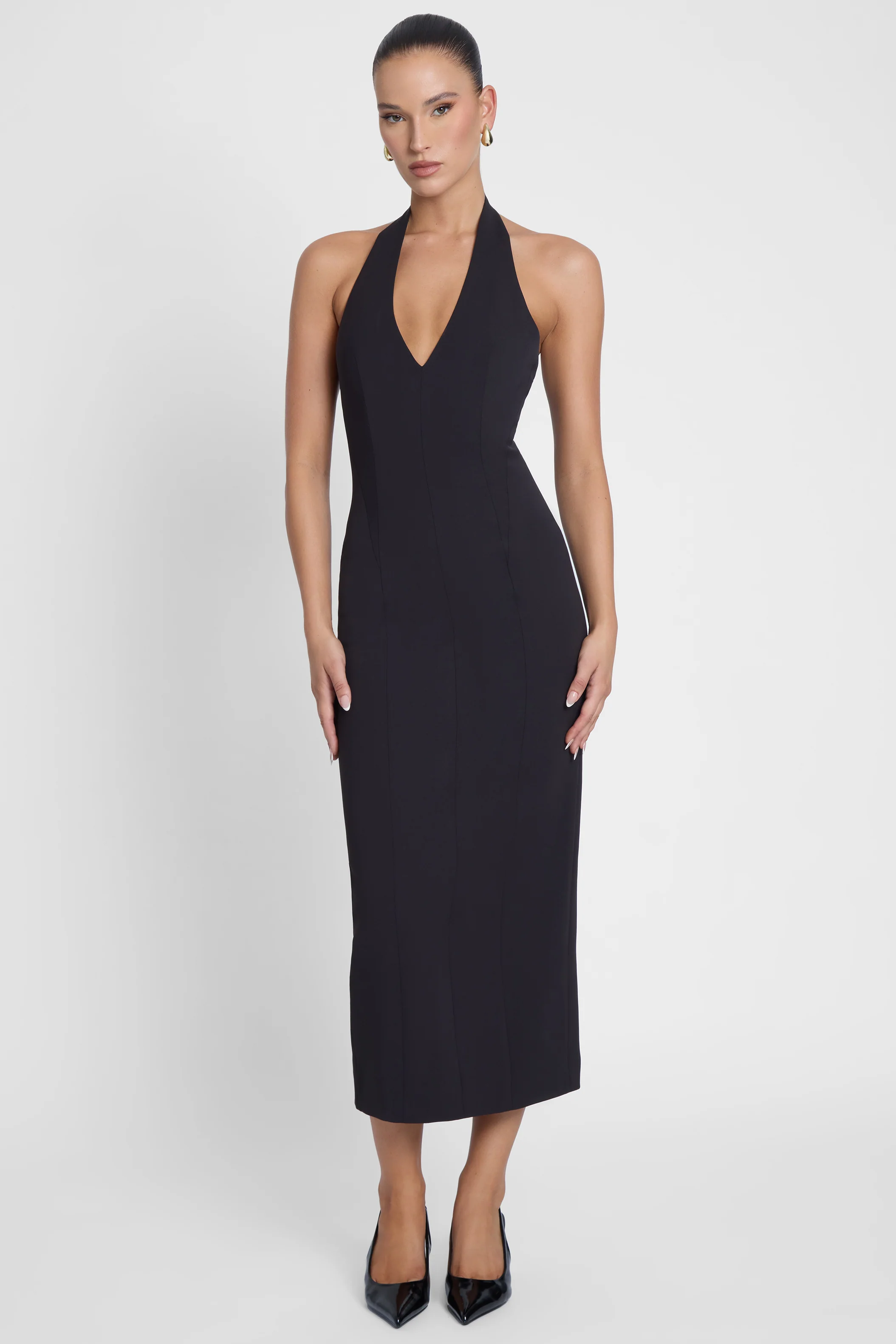 Helena Halter Midi Dress - Black - Image 3