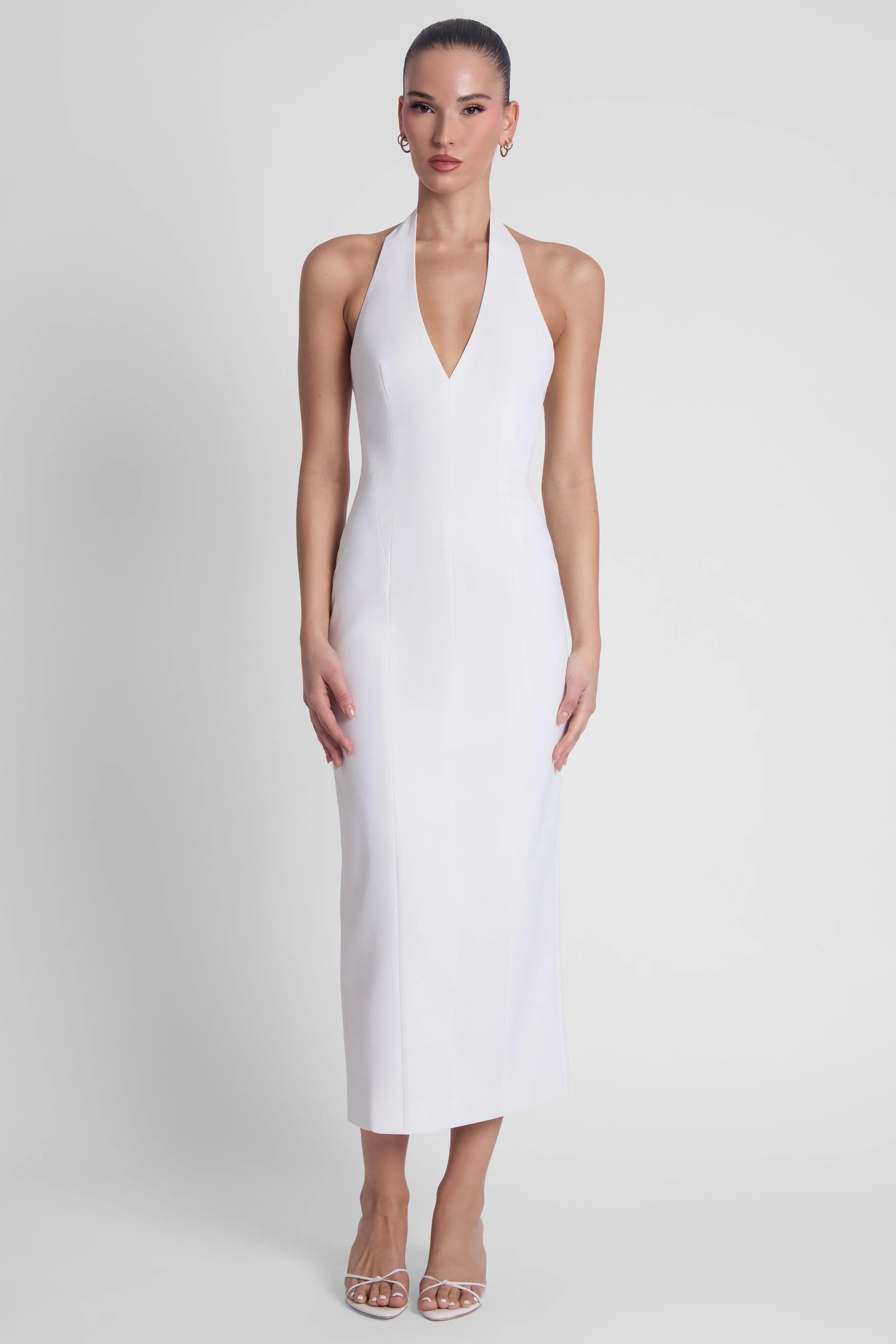 Helena Halter Midi Dress - White - Image 3