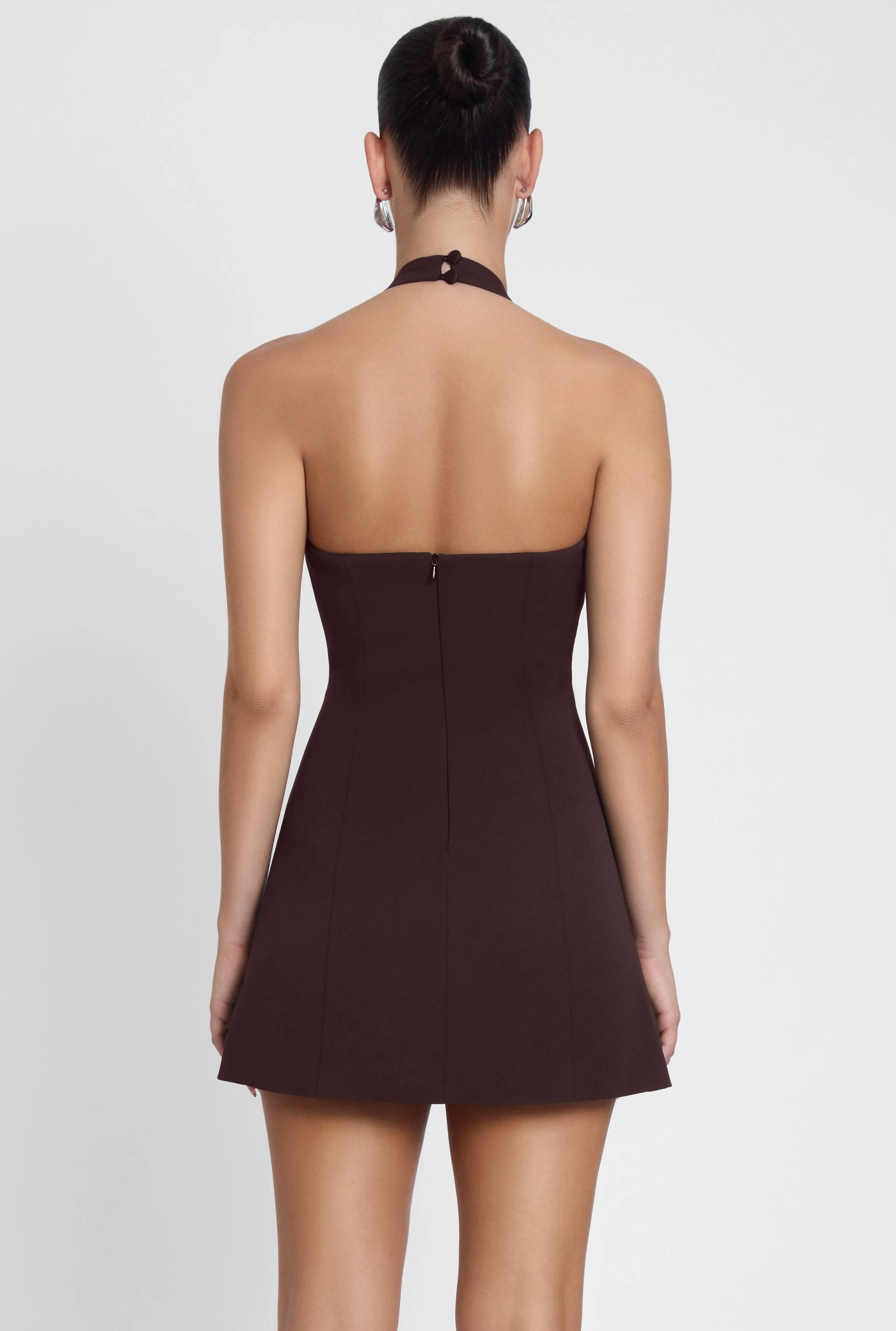 Hera Halter Mini Dress - Chocolate Brown - Image 5