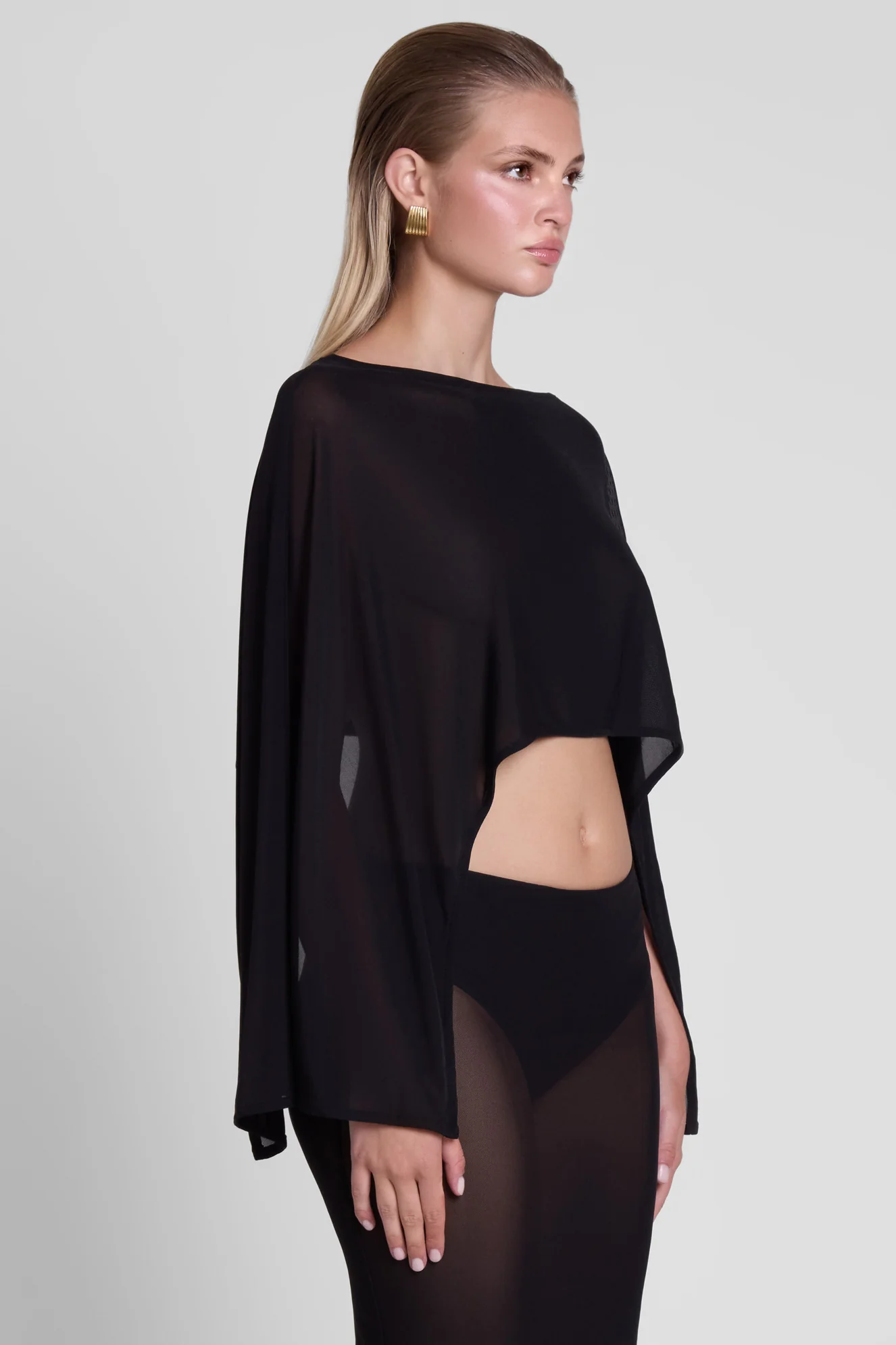 Imogen Sheer Mesh Cape - Black - Image 5