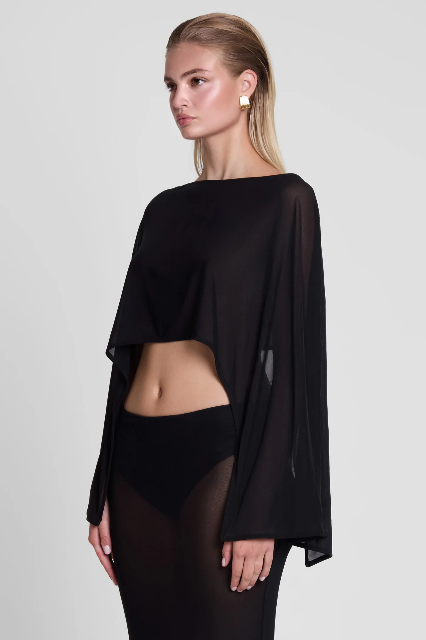 Imogen Sheer Mesh Cape - Black - Image 6