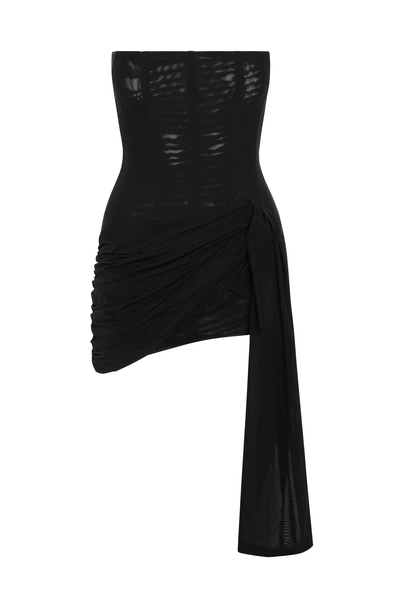 Mira Mesh Corset Dress - Black - Image 11