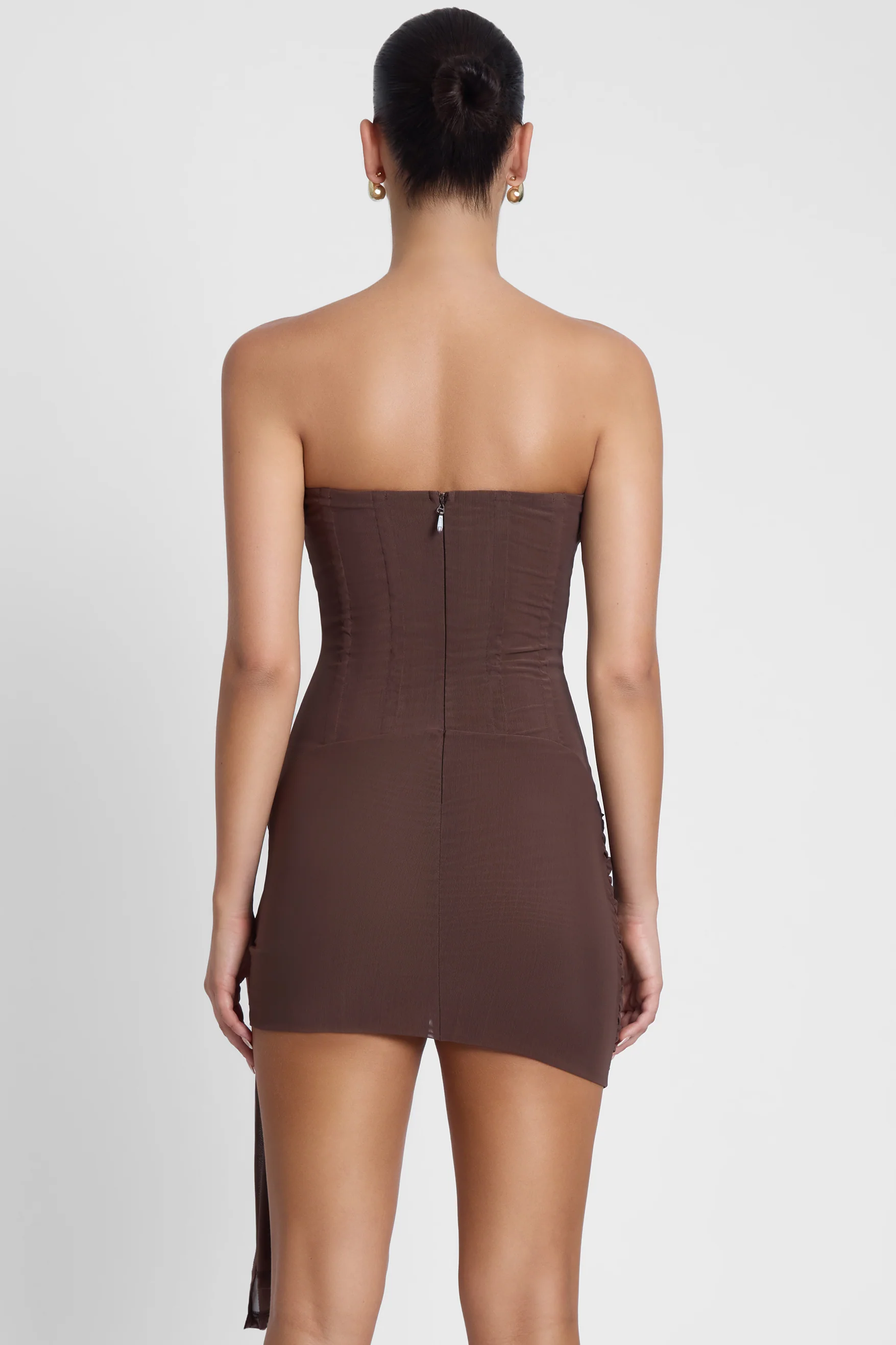 Mira Mesh Corset Dress - Chocolate Brown - Image 8